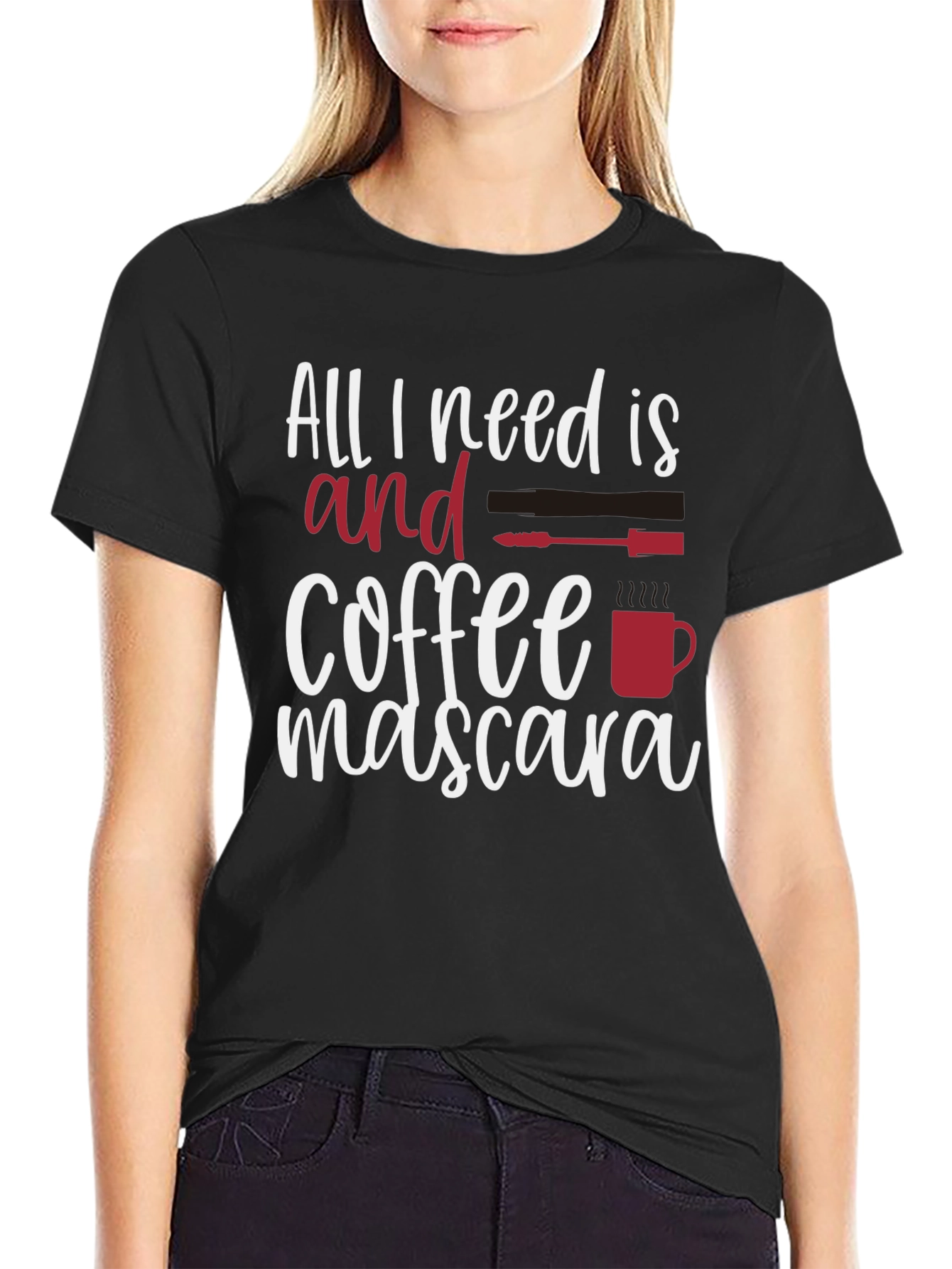 Black Coffee & Mascara Graphic Tee - Novelty T-Shirt view 2