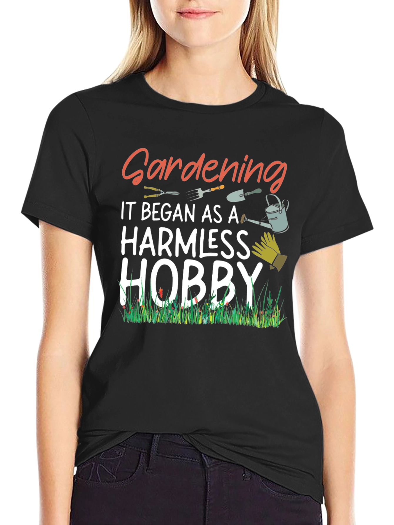 Black Gardening Hobby T-Shirt view 2
