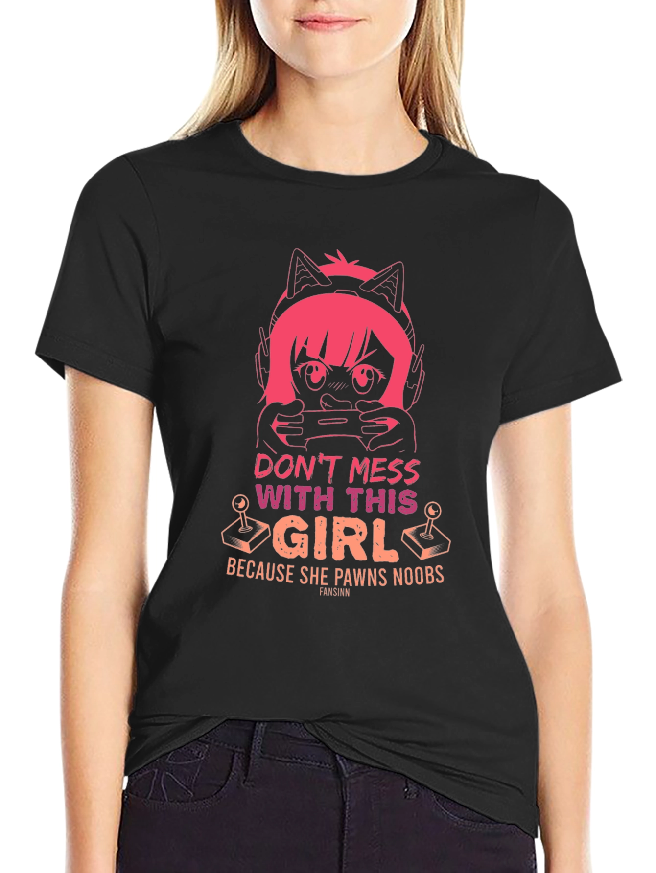 Black Gamer Girl T-Shirt - Don't Mess With This Girl view 2