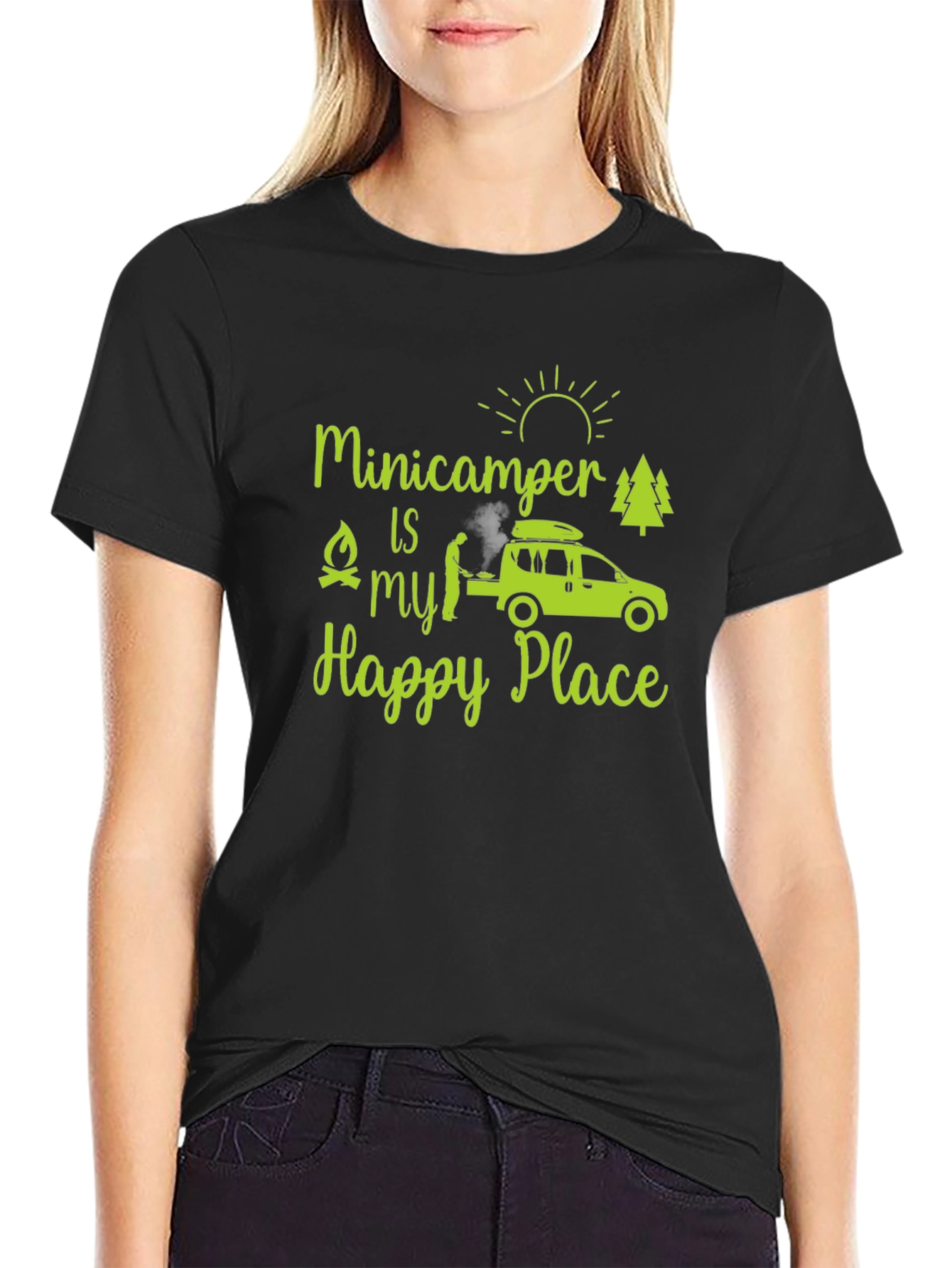 Black Minicamper Happy Place T-Shirt view 2
