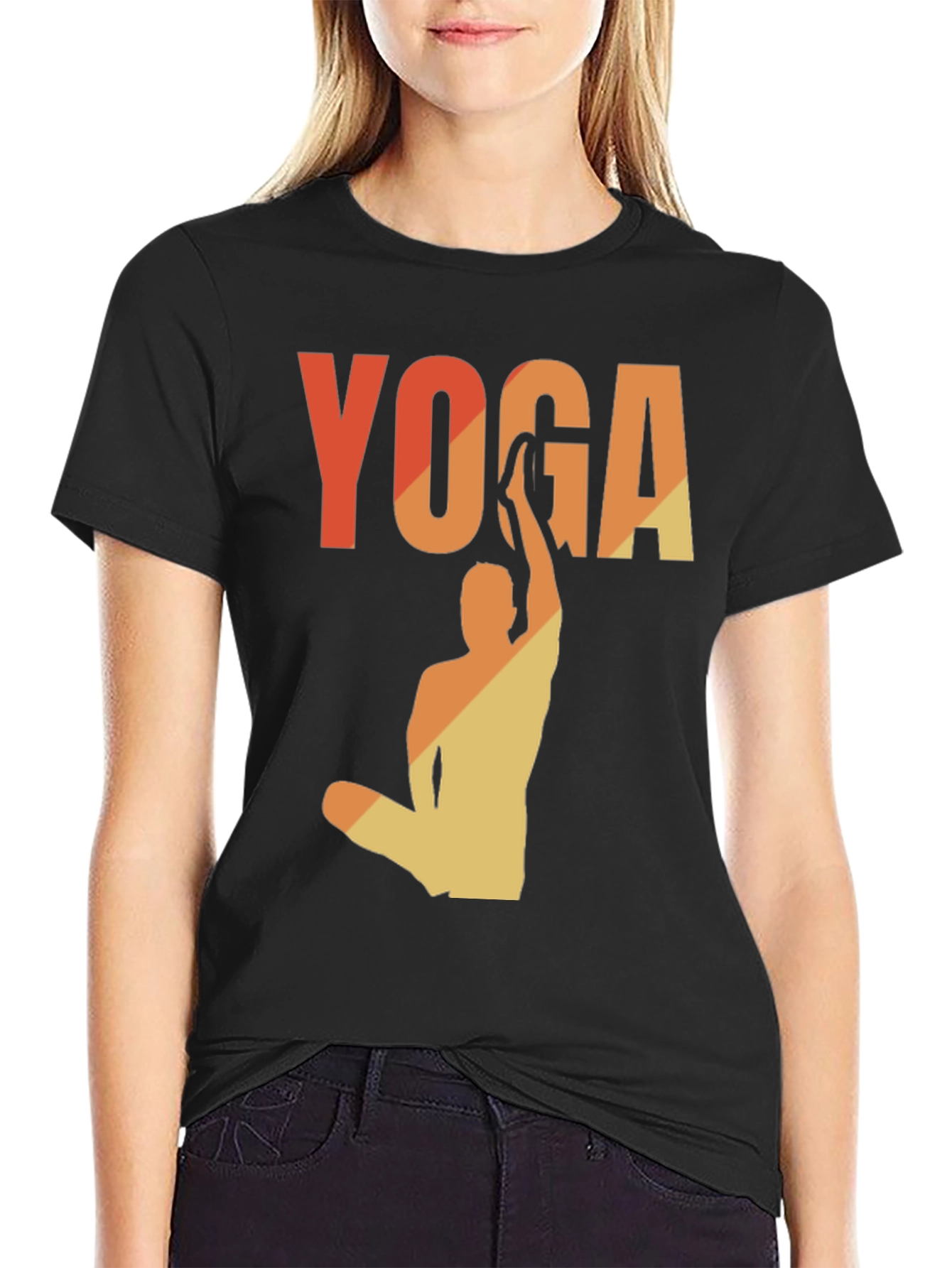 Black Yoga Pose Graphic Tee - Relaxed Fit view 2