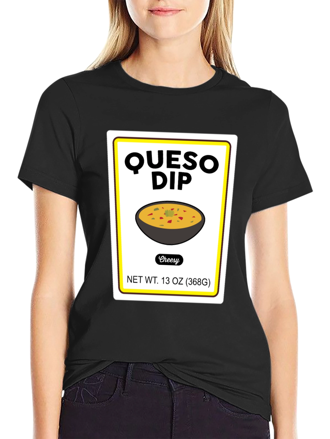 Black Queso Dip T-Shirt - Humorous Foodie Tee view 2