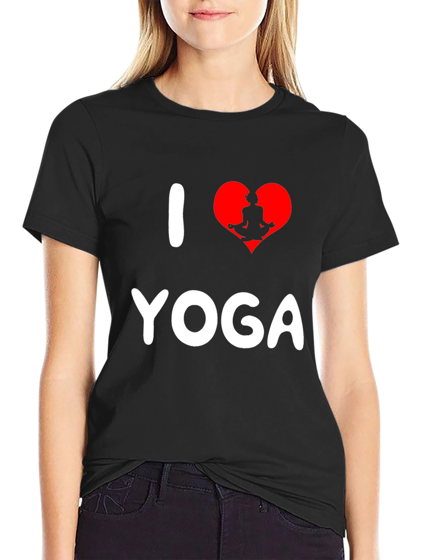 Black I Love Yoga T-Shirt - Stylish Cotton Tee view 2