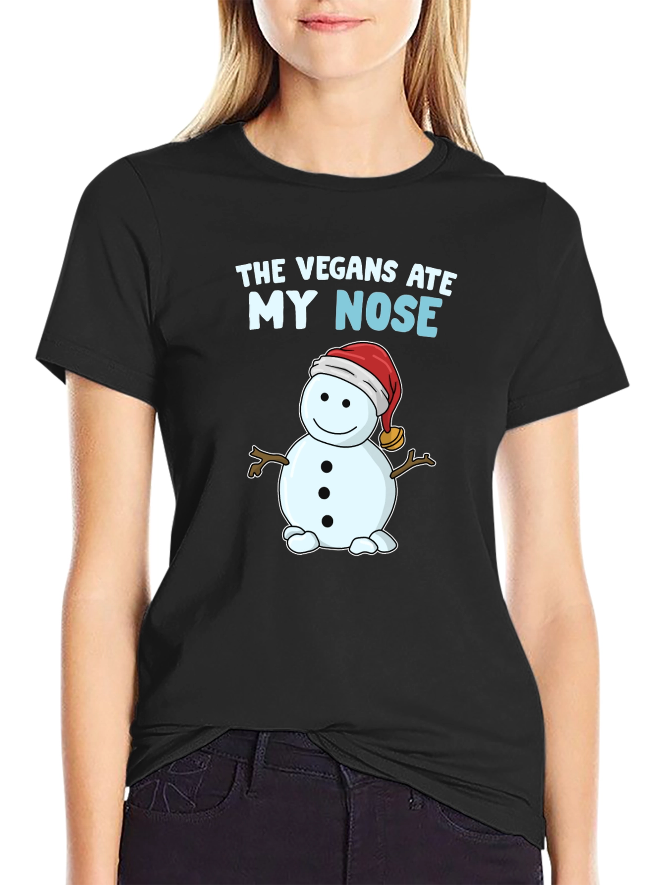 Black The Vegans Ate My Nose T-Shirt Snowman Funny view 2
