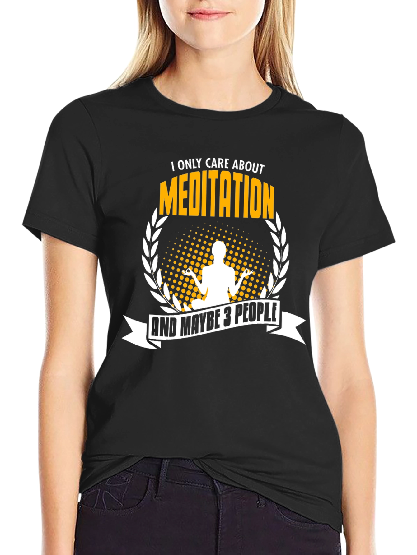 Black Meditation Graphic T-Shirt - I Only Care About Meditation view 2