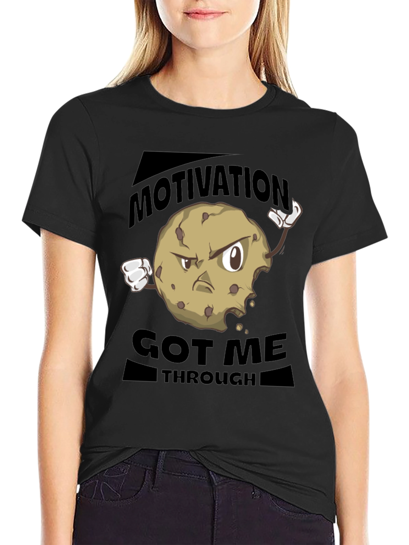 Black Motivational Cookie T-Shirt - Get Through Anything! view 2