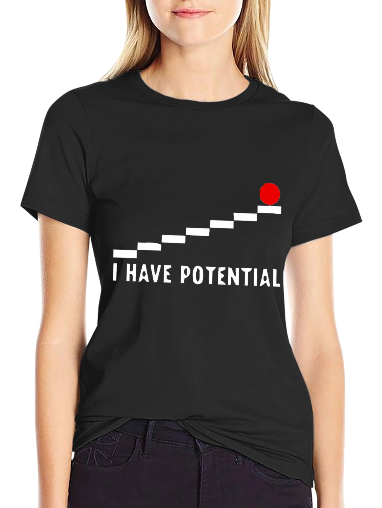 Black I Have Potential Graphic Tee - Black Crew Neck view 2