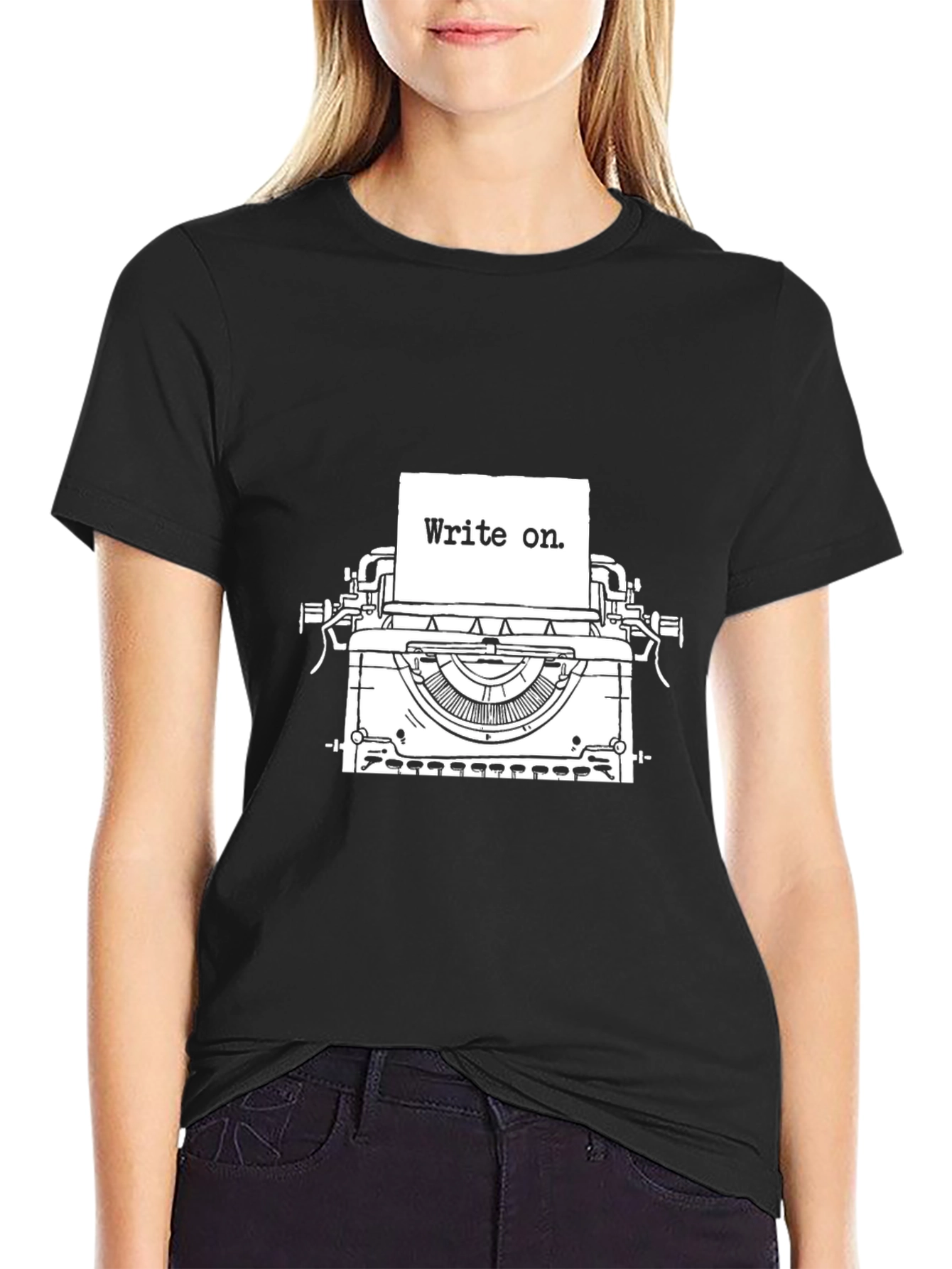 Black Write On Typewriter Graphic Tee - Black view 2