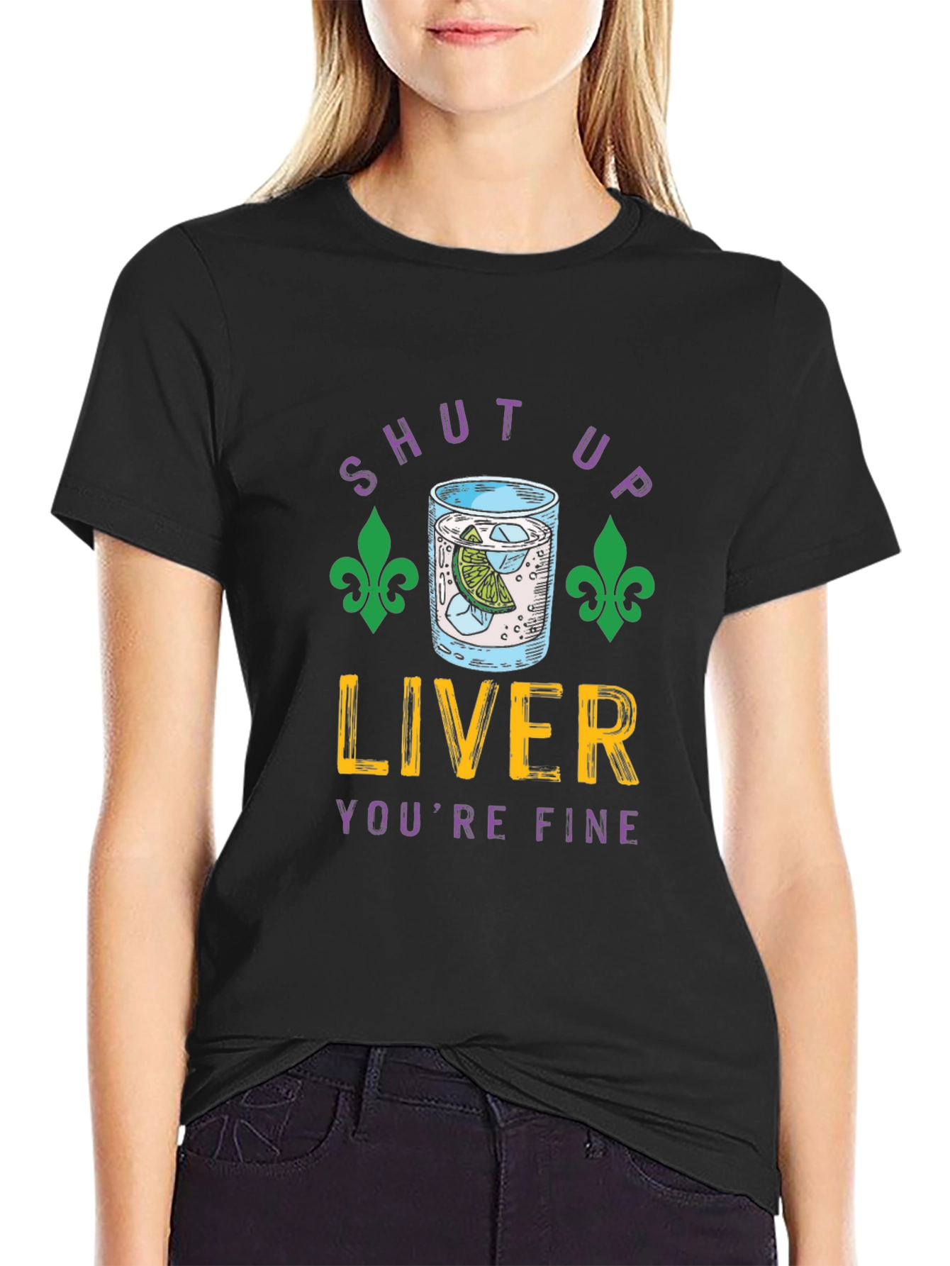 Black Shut Up Liver Funny Party T-Shirt view 2