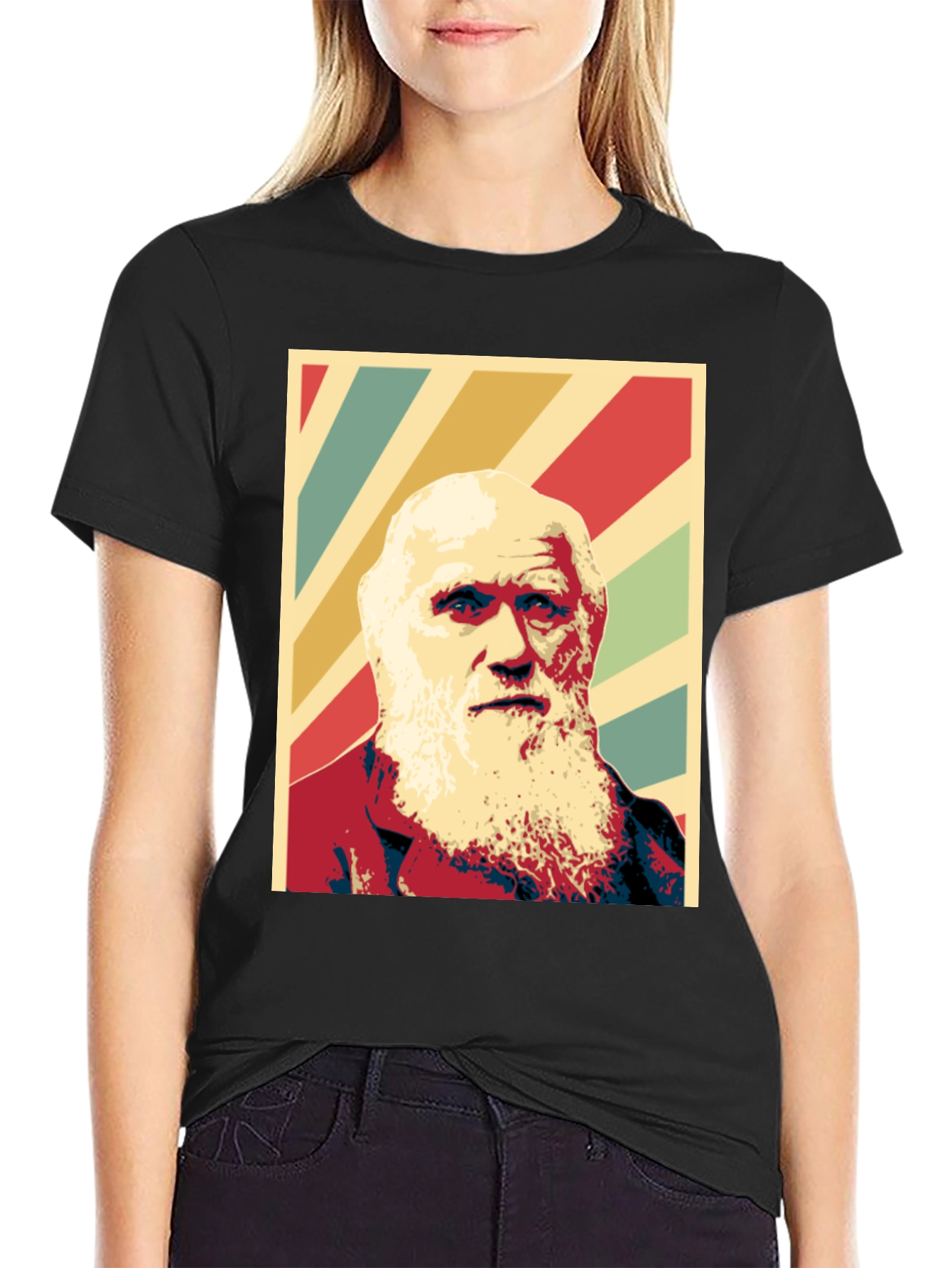 Black Darwin Graphic Print T-Shirt - Black view 2