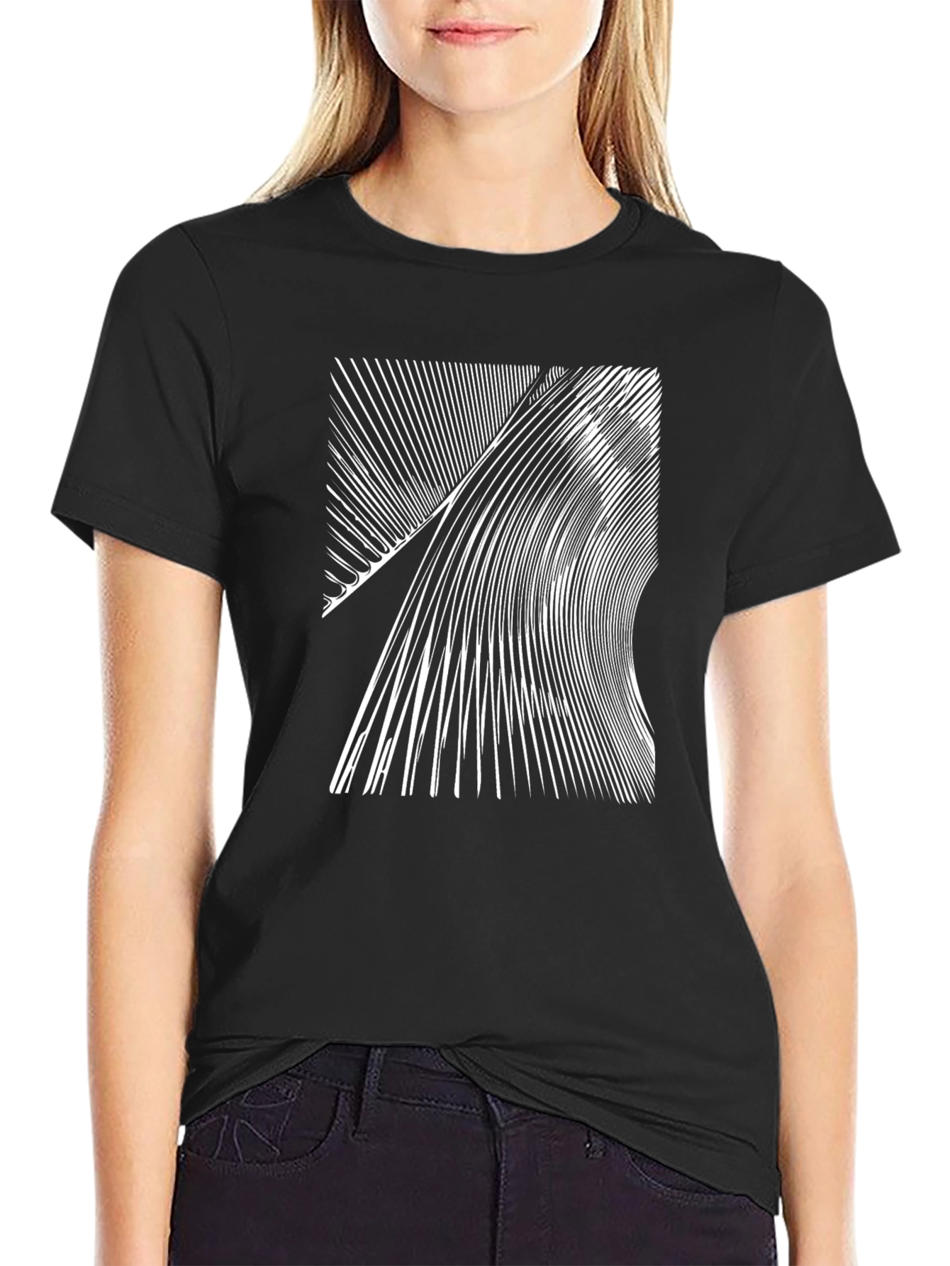 Black Abstract Graphic Print Black T-Shirt view 2