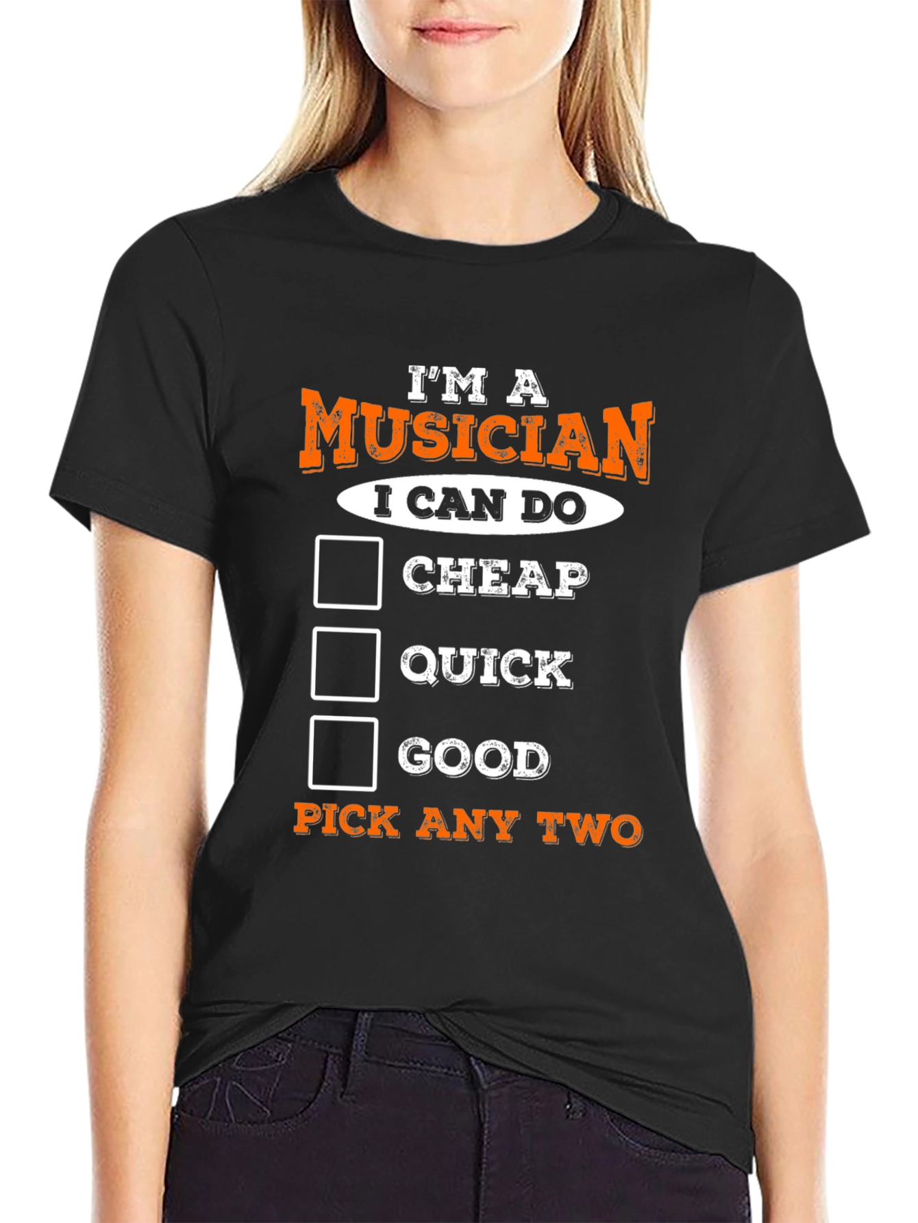 Black Musician Pick Two T-Shirt Funny Music Tee view 2