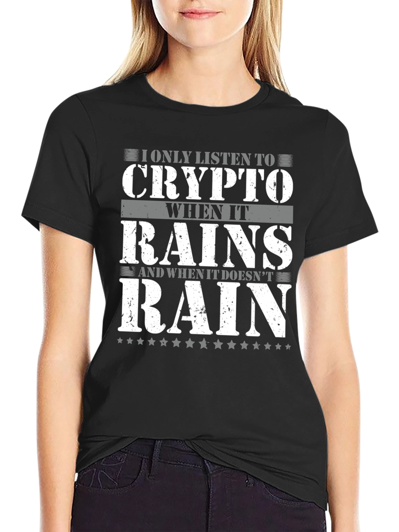 Black Crypto Rain T-Shirt - Funny Bitcoin Investor Tee view 2