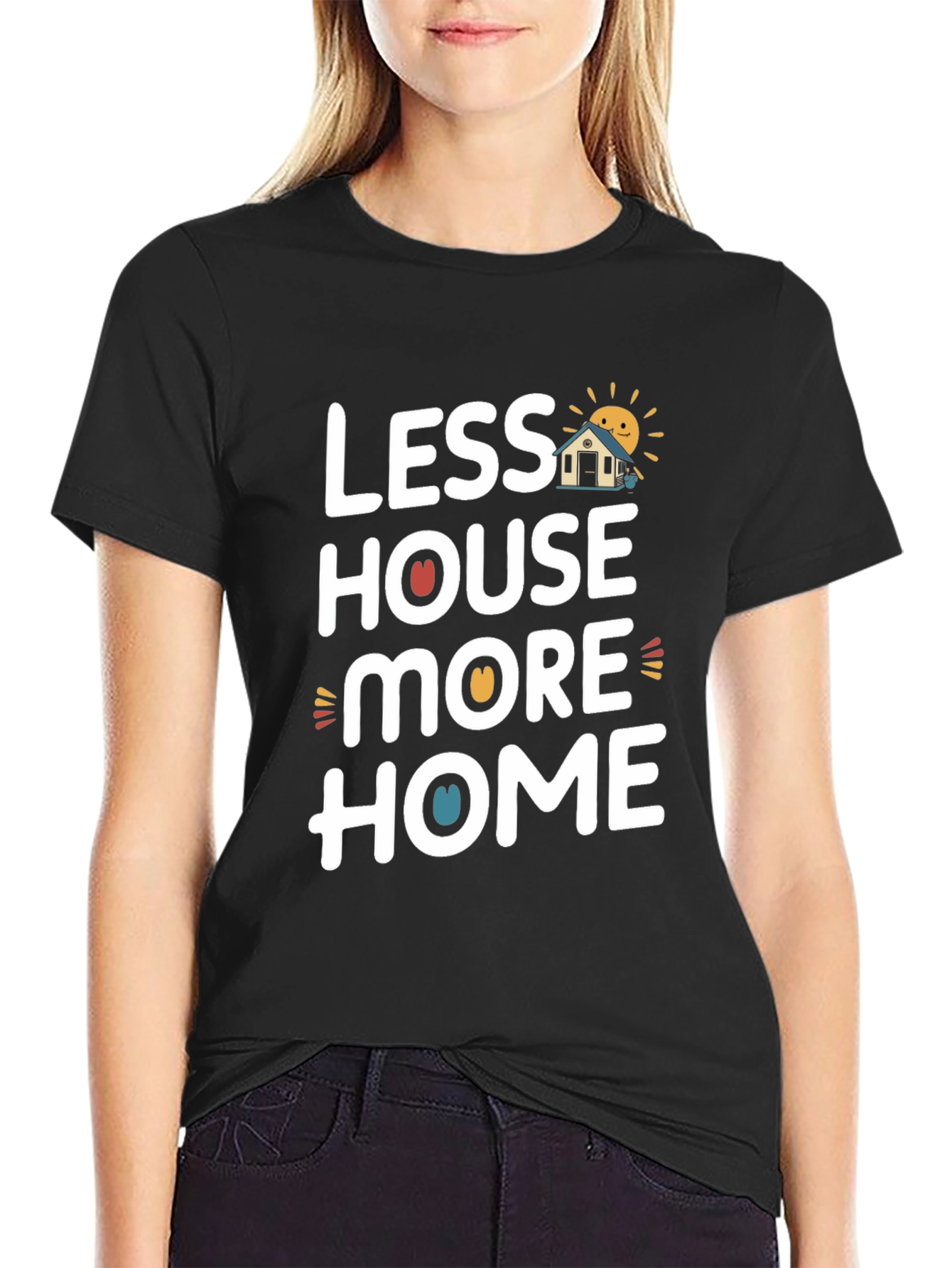 Black Less House More Home Graphic Tee - Black view 2