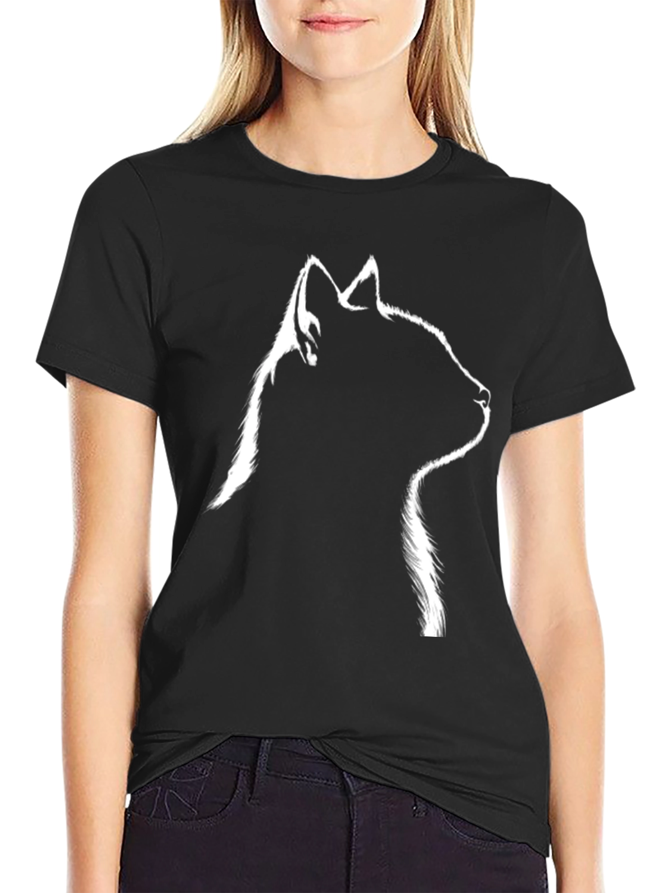 Black Black Cat Silhouette T-Shirt view 2