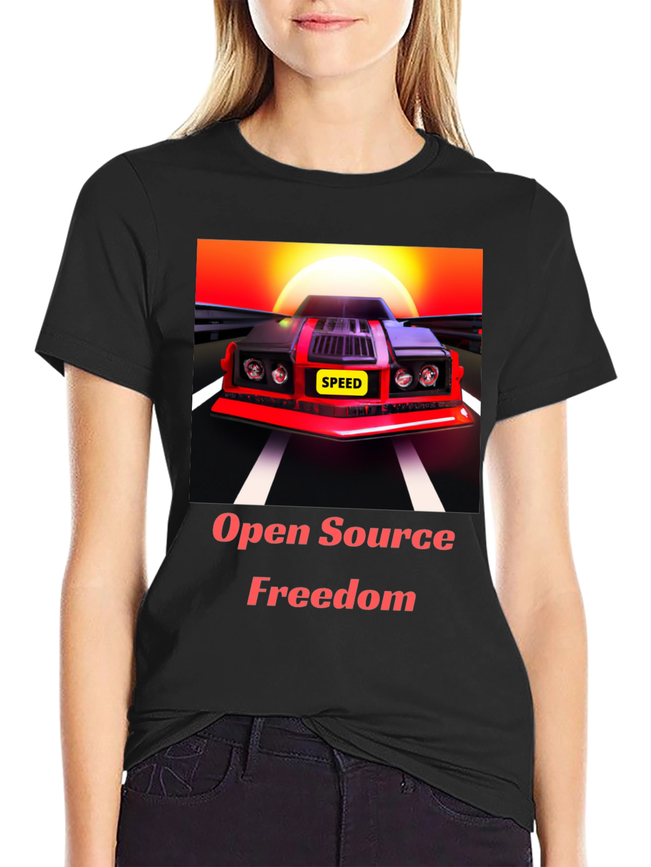 Black Open Source Freedom Graphic Tee view 2