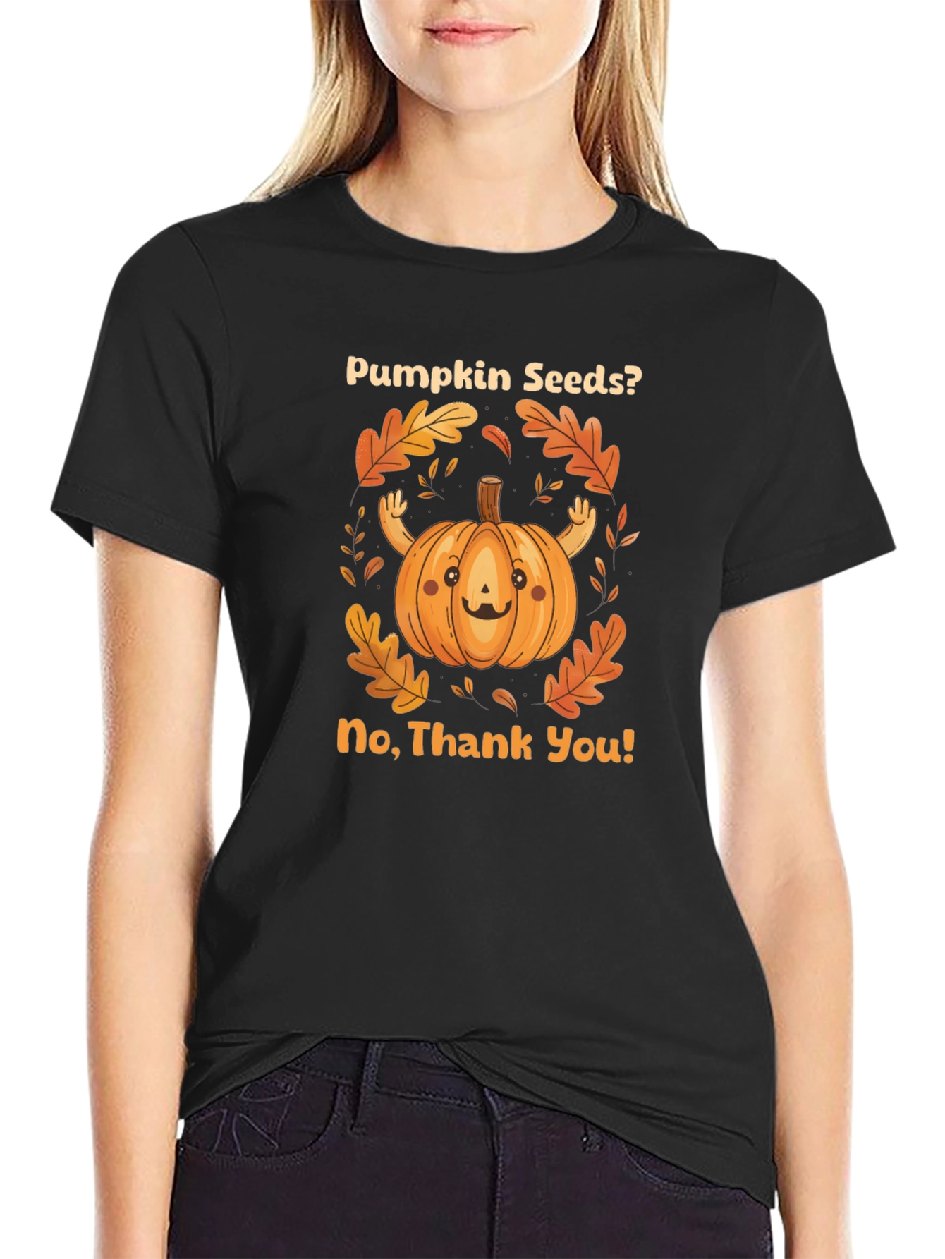 Black Pumpkin Seeds? No Thank You! Graphic T-Shirt view 2