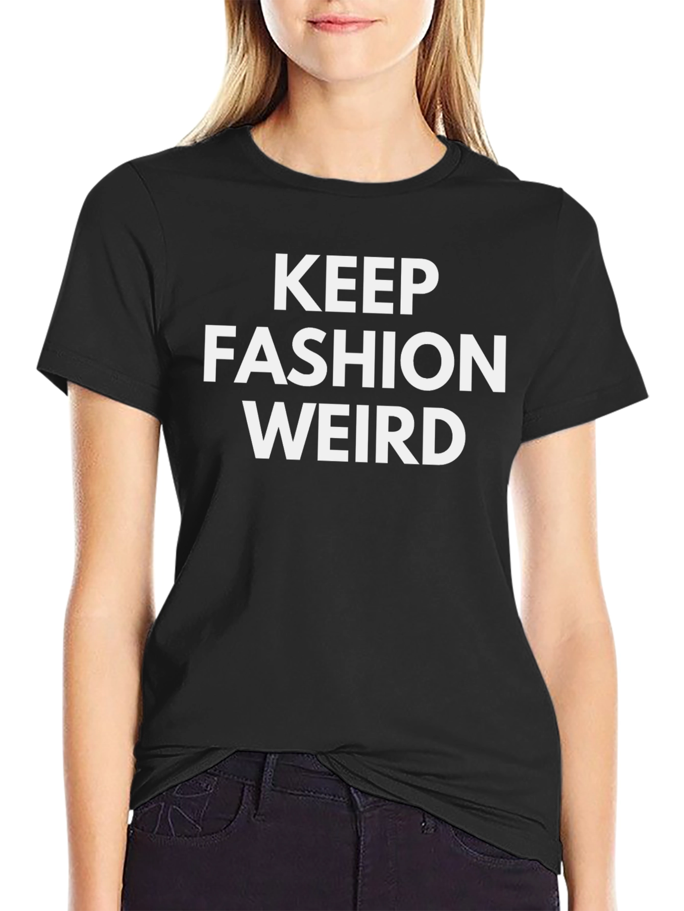 Black Keep Fashion Weird Black Graphic Tee view 2