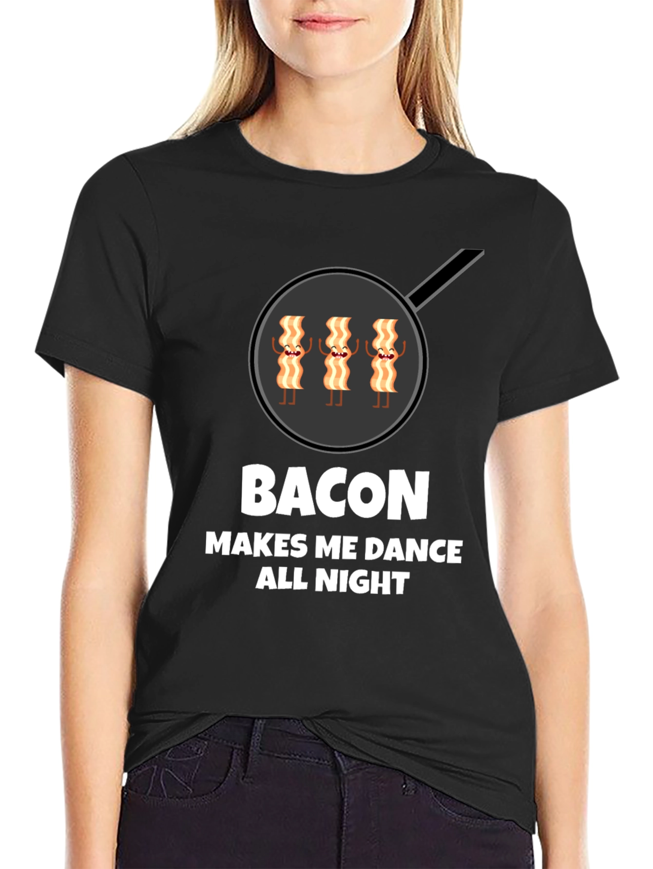 Black Bacon Makes Me Dance All Night Graphic T-Shirt view 2