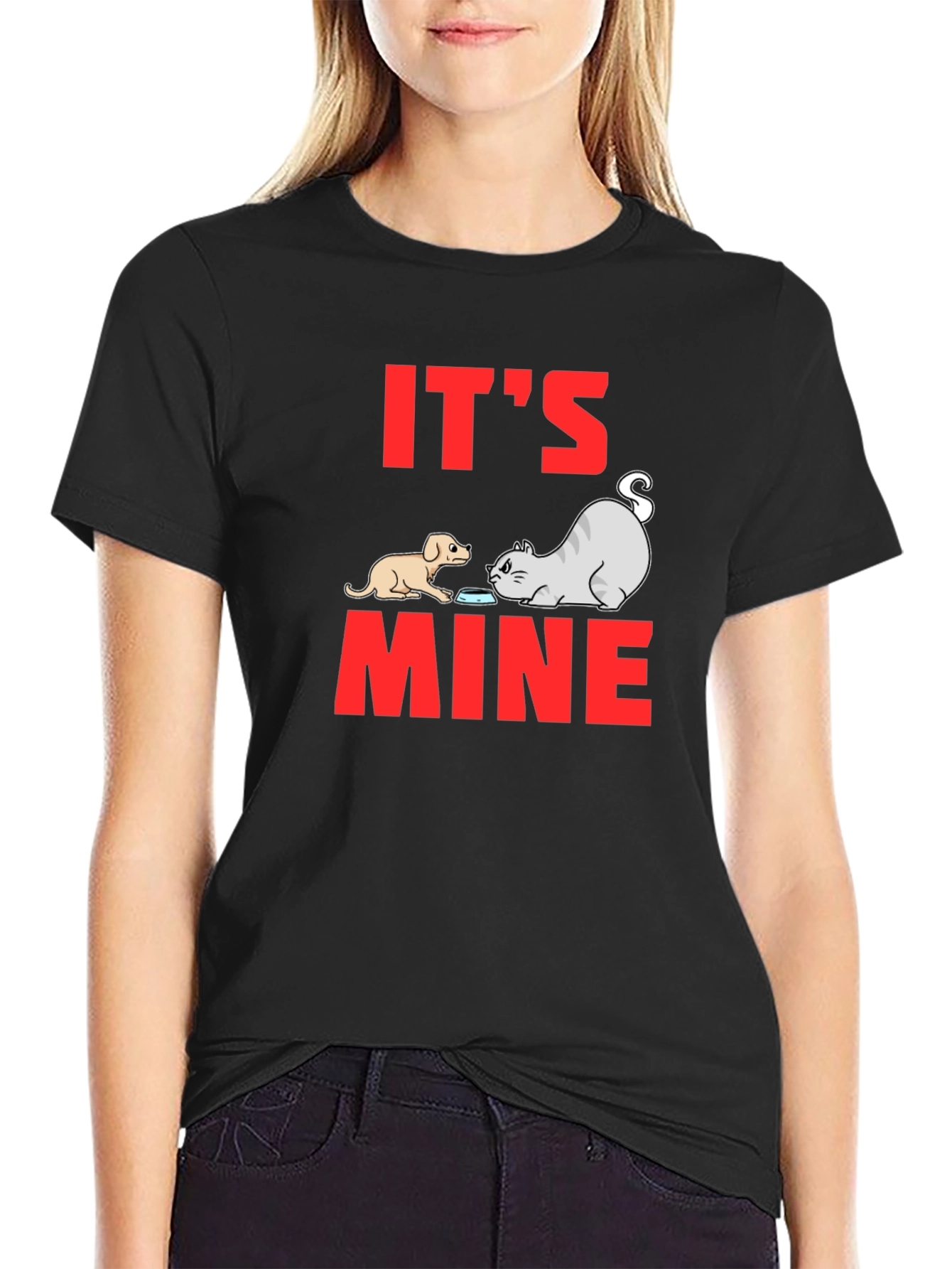 Black It's Mine Funny Animal Graphic Tee view 2