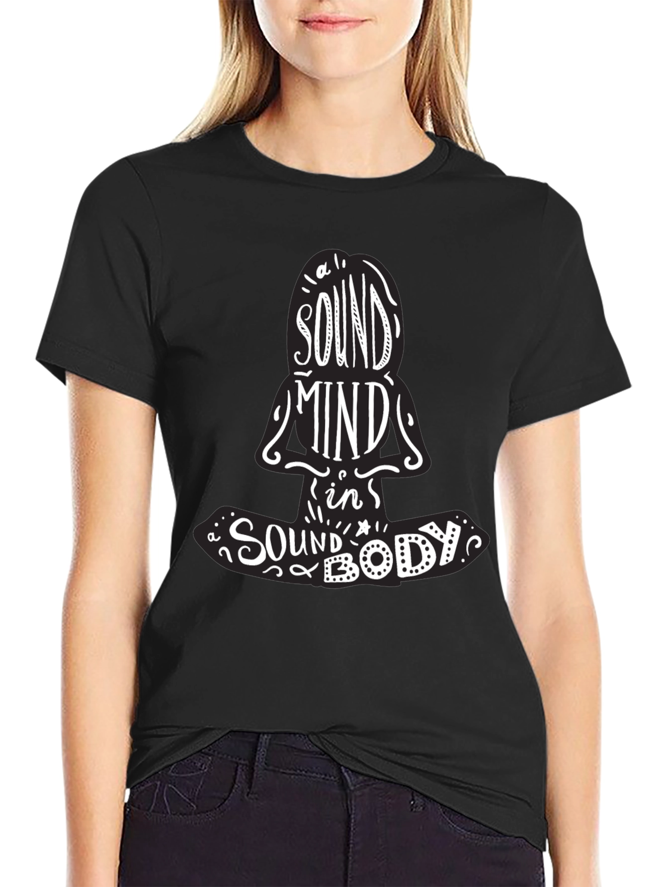Black Sound Mind in a Sound Body Graphic Tee - Unisex Black T-Shirt view 2