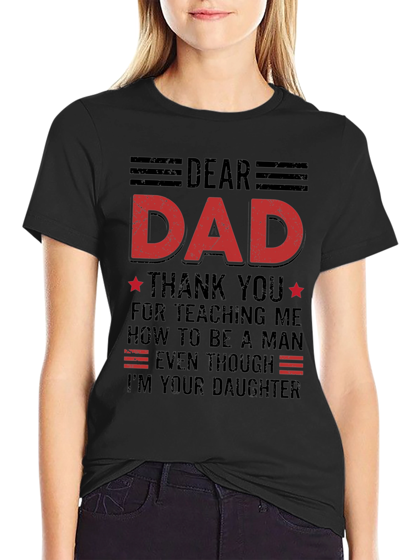Black Dear Dad T-Shirt: Daughter's Love view 2