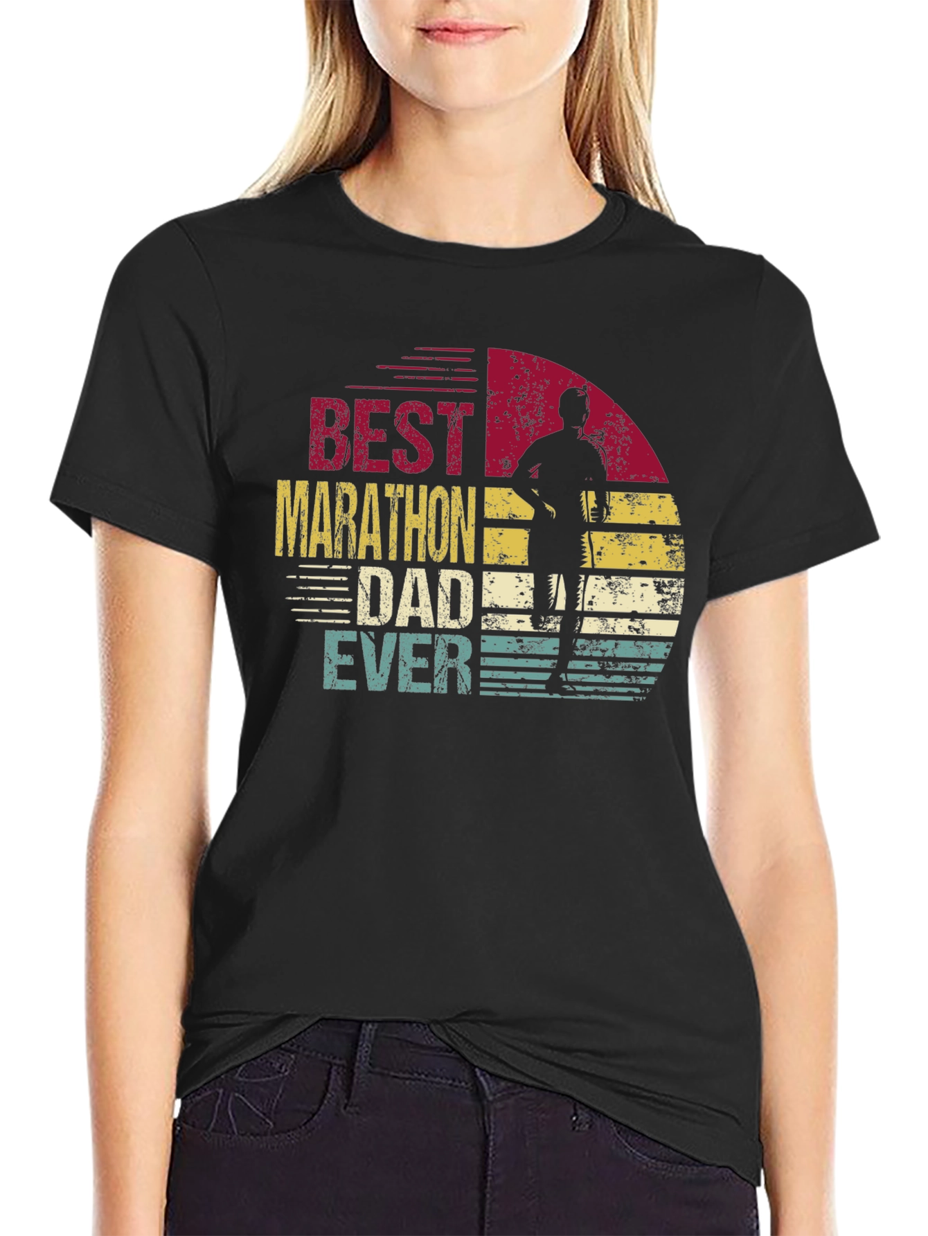 Black Best Marathon Dad Ever T-Shirt view 2