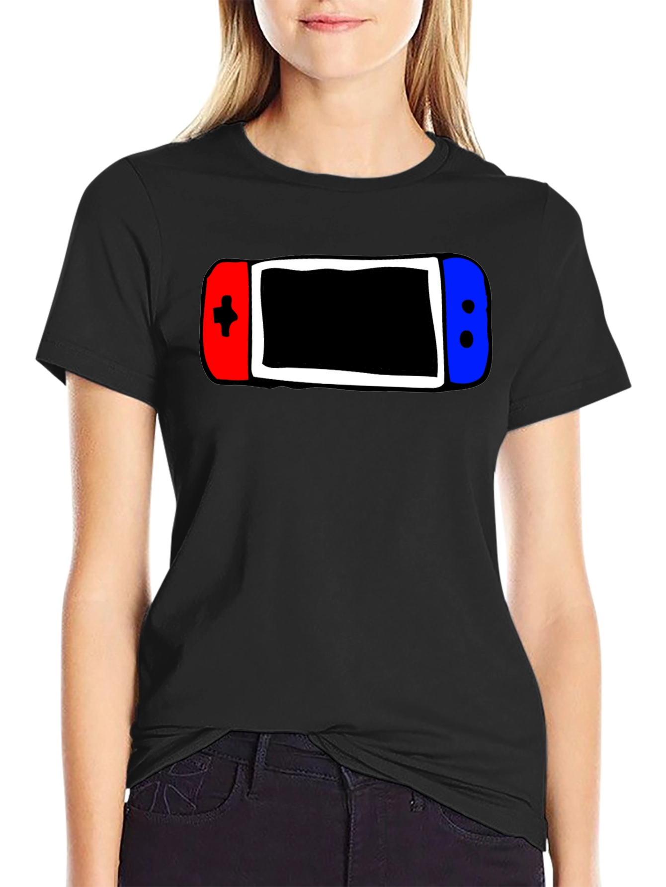 Black Gamer Style Tee - Console Controller Graphic T-Shirt view 2