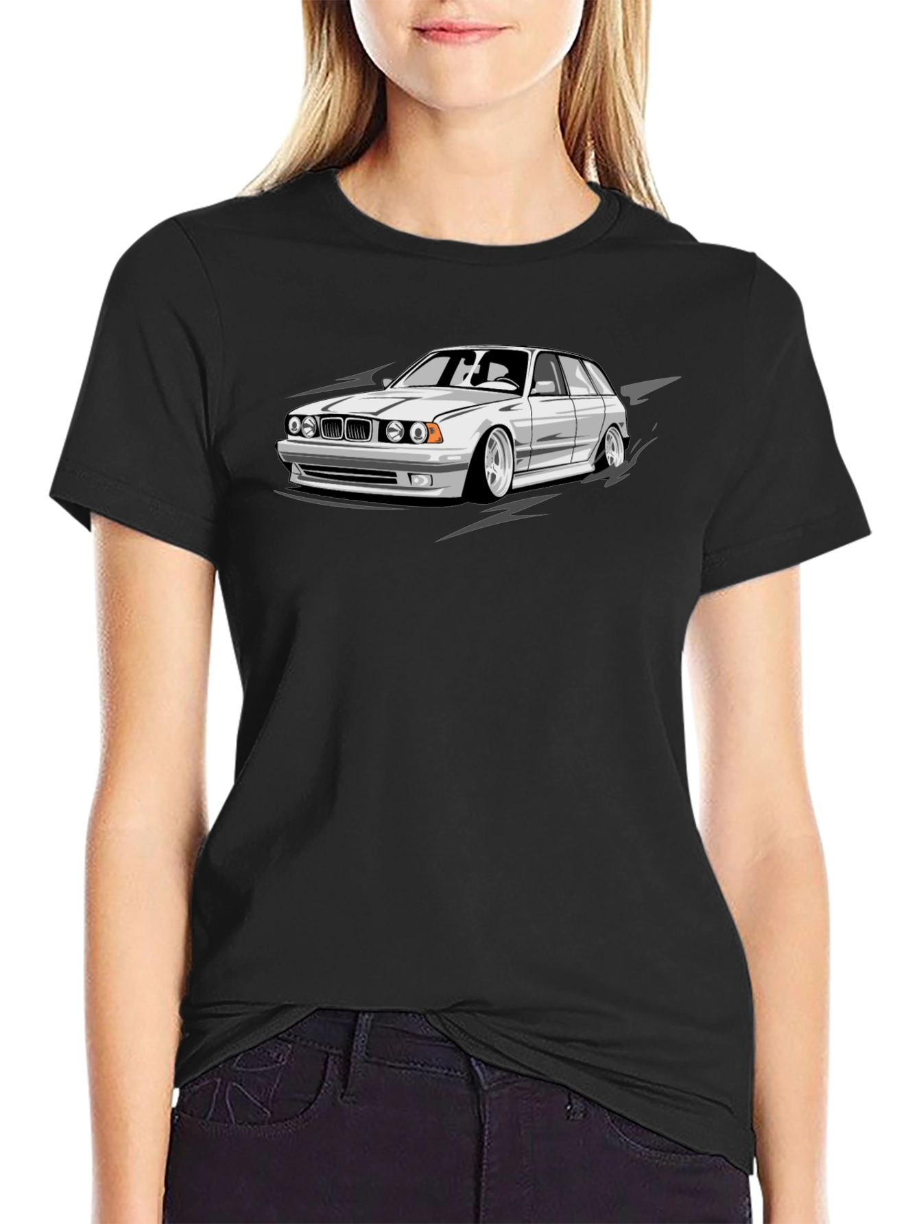 Black Cool Car Graphic Black T-Shirt view 2