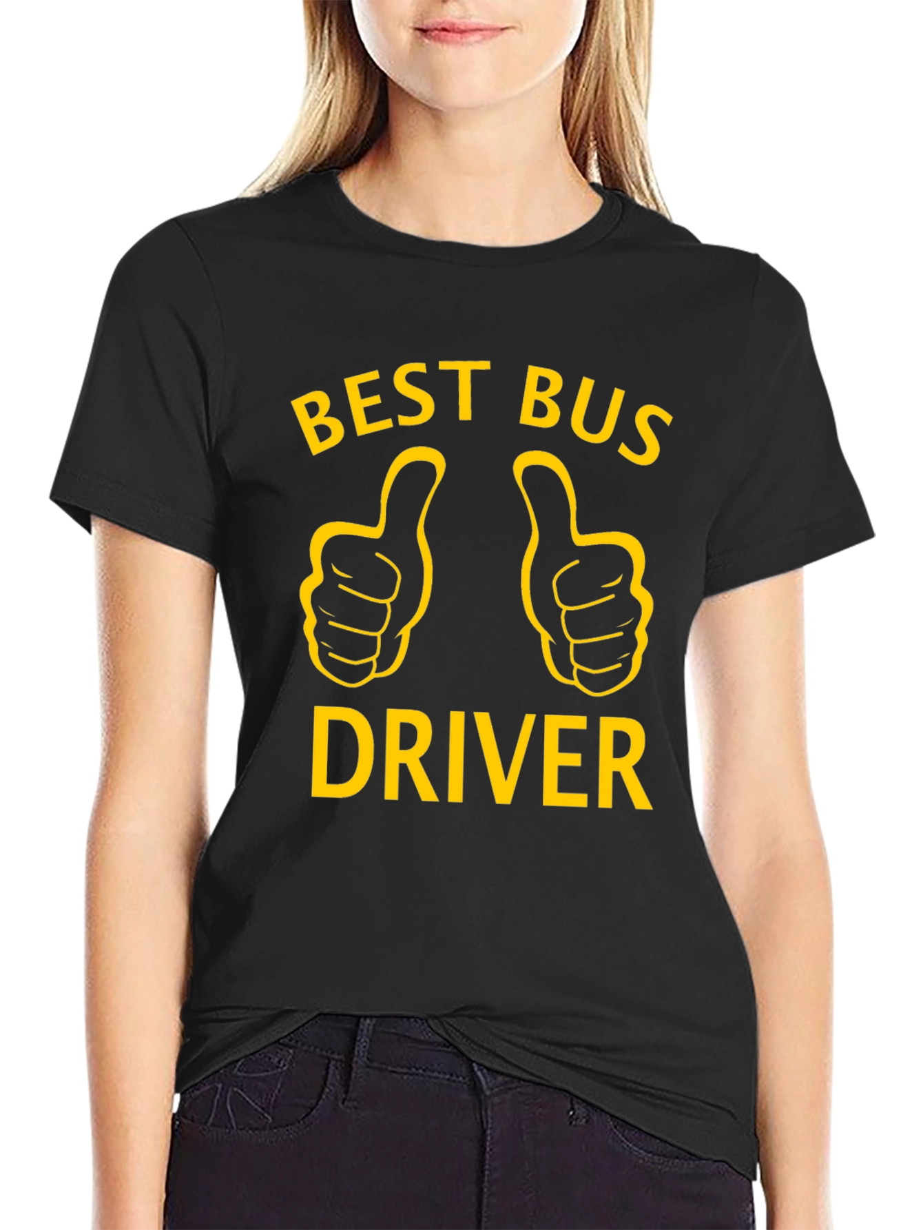 Black Best Bus Driver T-Shirt - Thumbs Up Graphic Tee view 2
