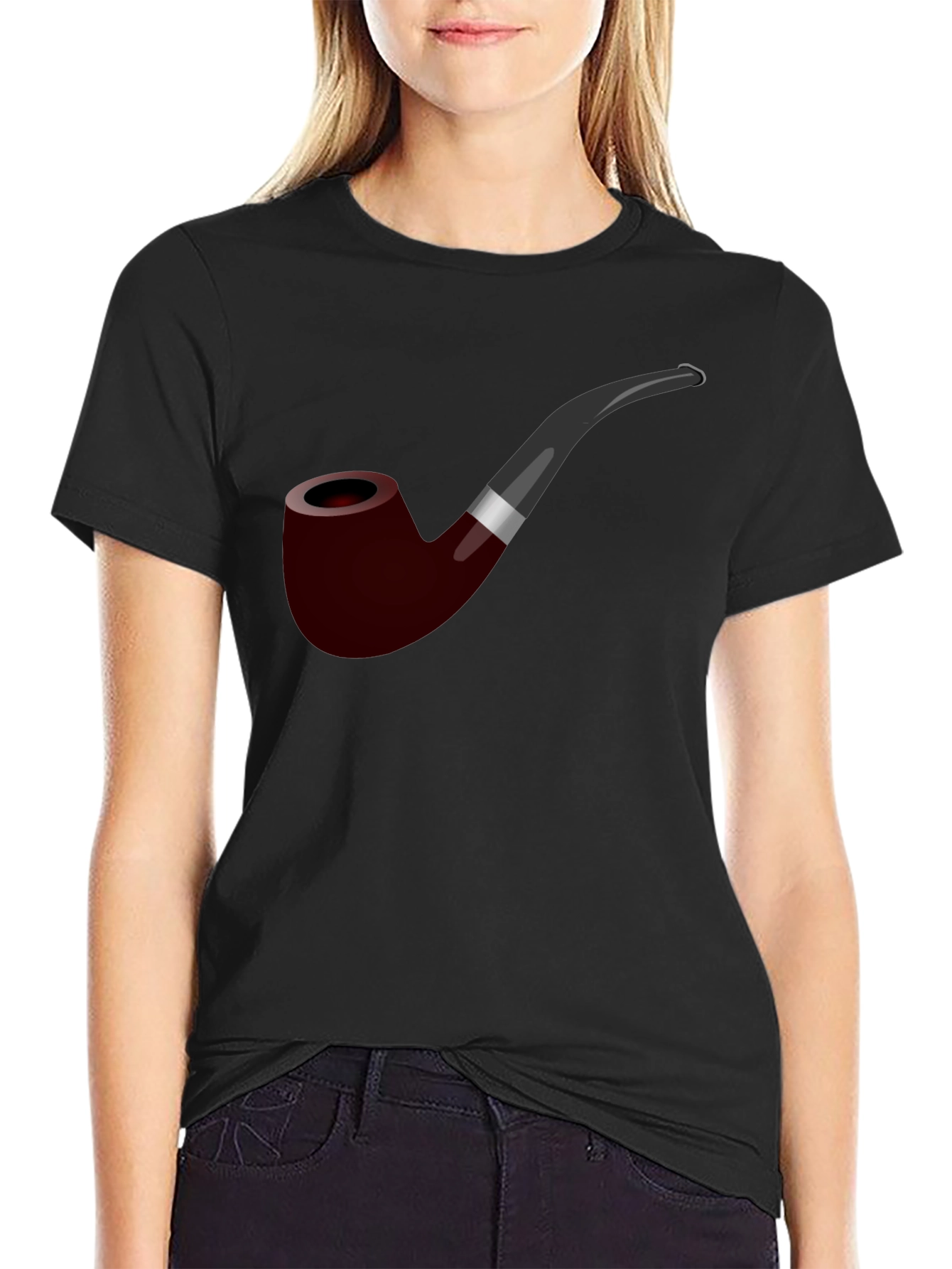 Black Smoking Pipe Graphic T-Shirt - Classic Style view 2