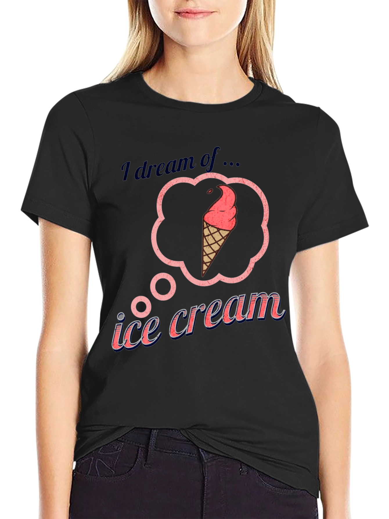 Black I Dream of Ice Cream T-Shirt view 2