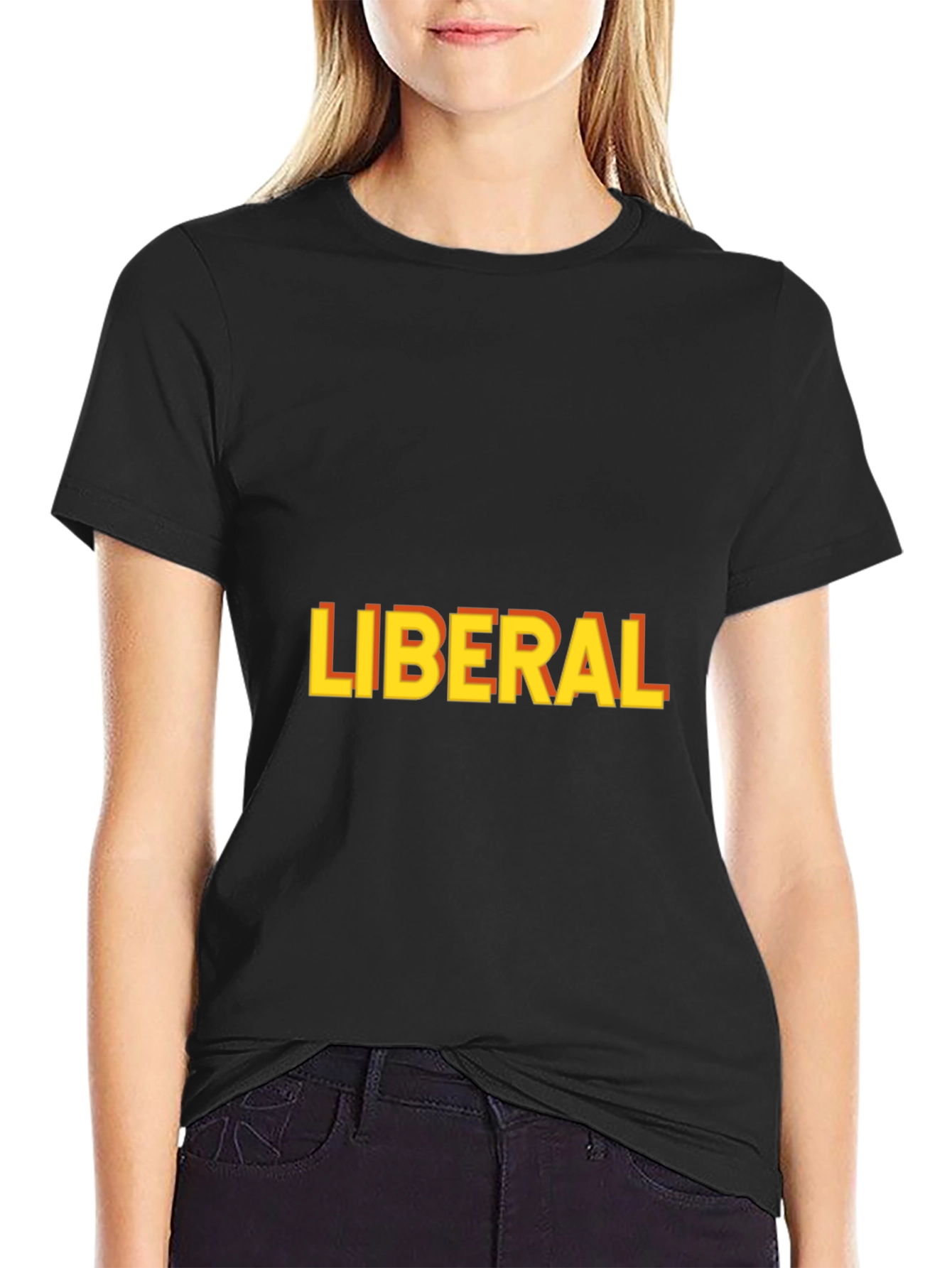 Black Liberal Graphic Print T-Shirt - Black view 2