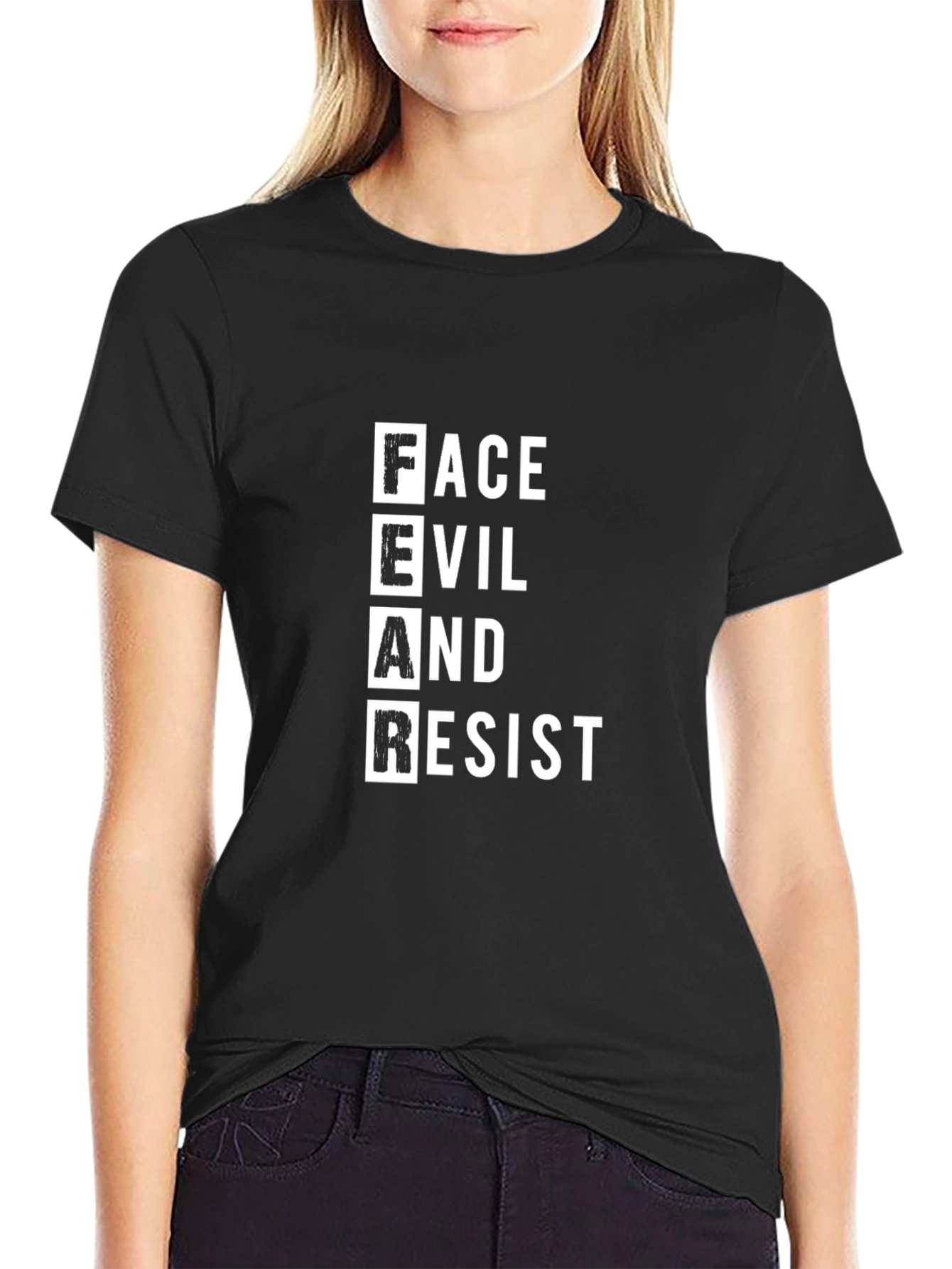 Black Face Evil And Resist Black Graphic T-Shirt view 2