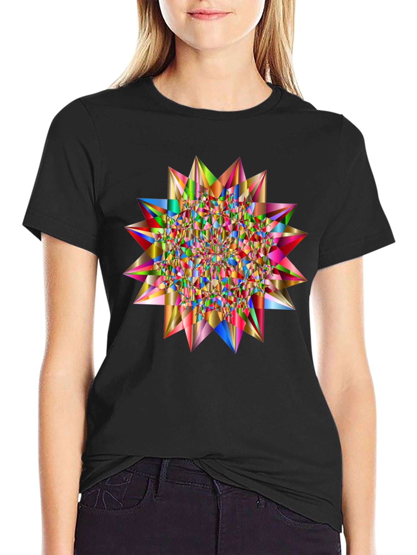 Black Geometric Starburst Tee view 2
