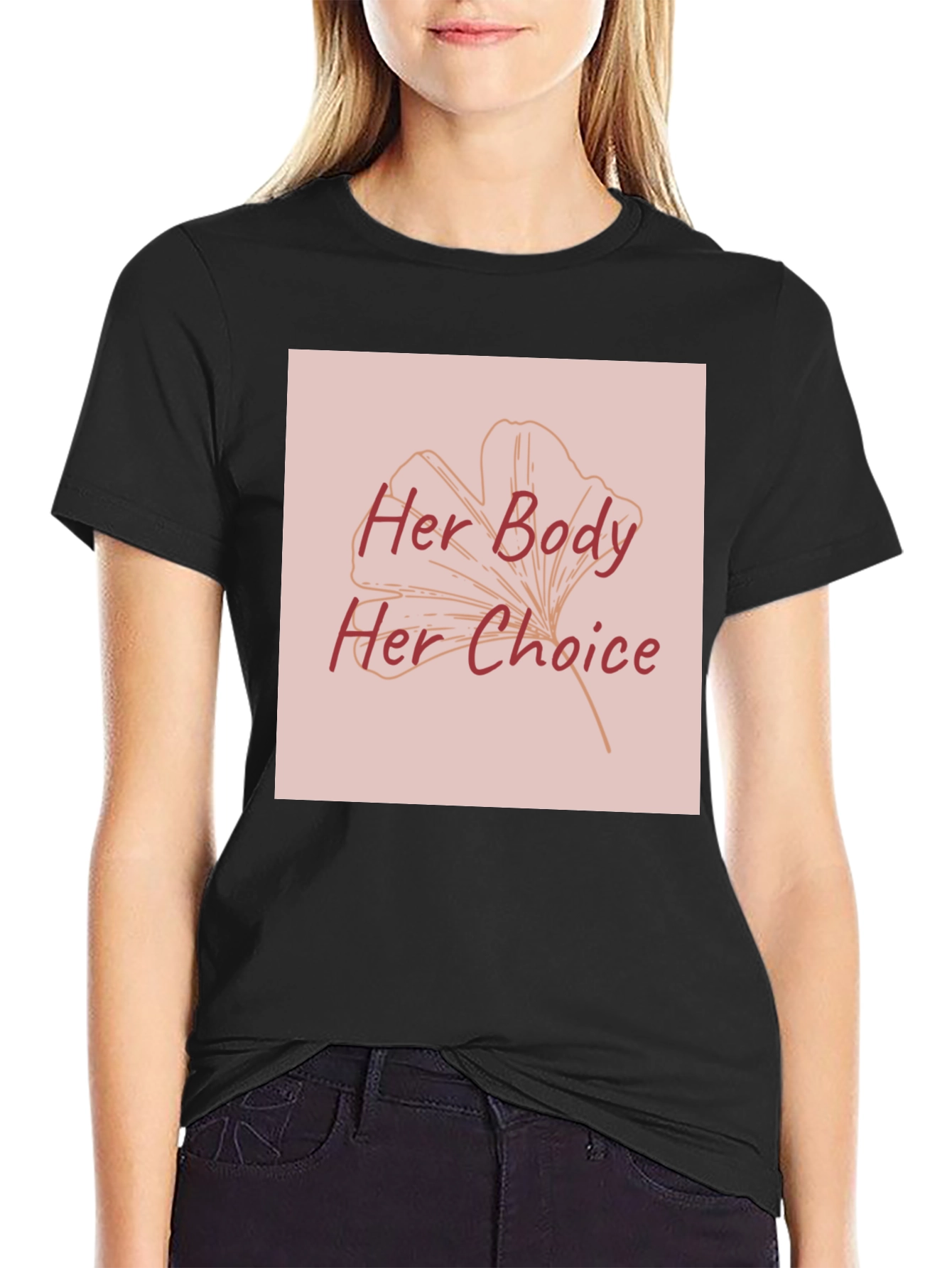 Black Her Body Her Choice Graphic Tee - Pro Choice T-Shirt view 2