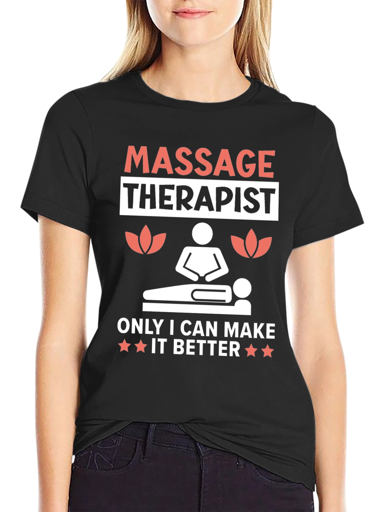 Black Massage Therapist Graphic T-Shirt view 2