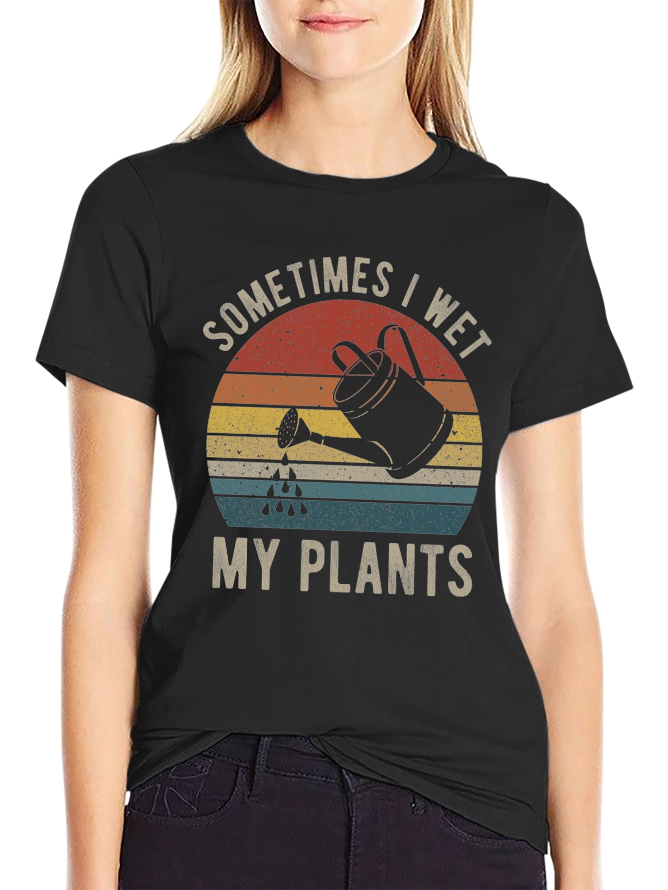 Black Sometimes I Wet My Plants Graphic Tee view 2