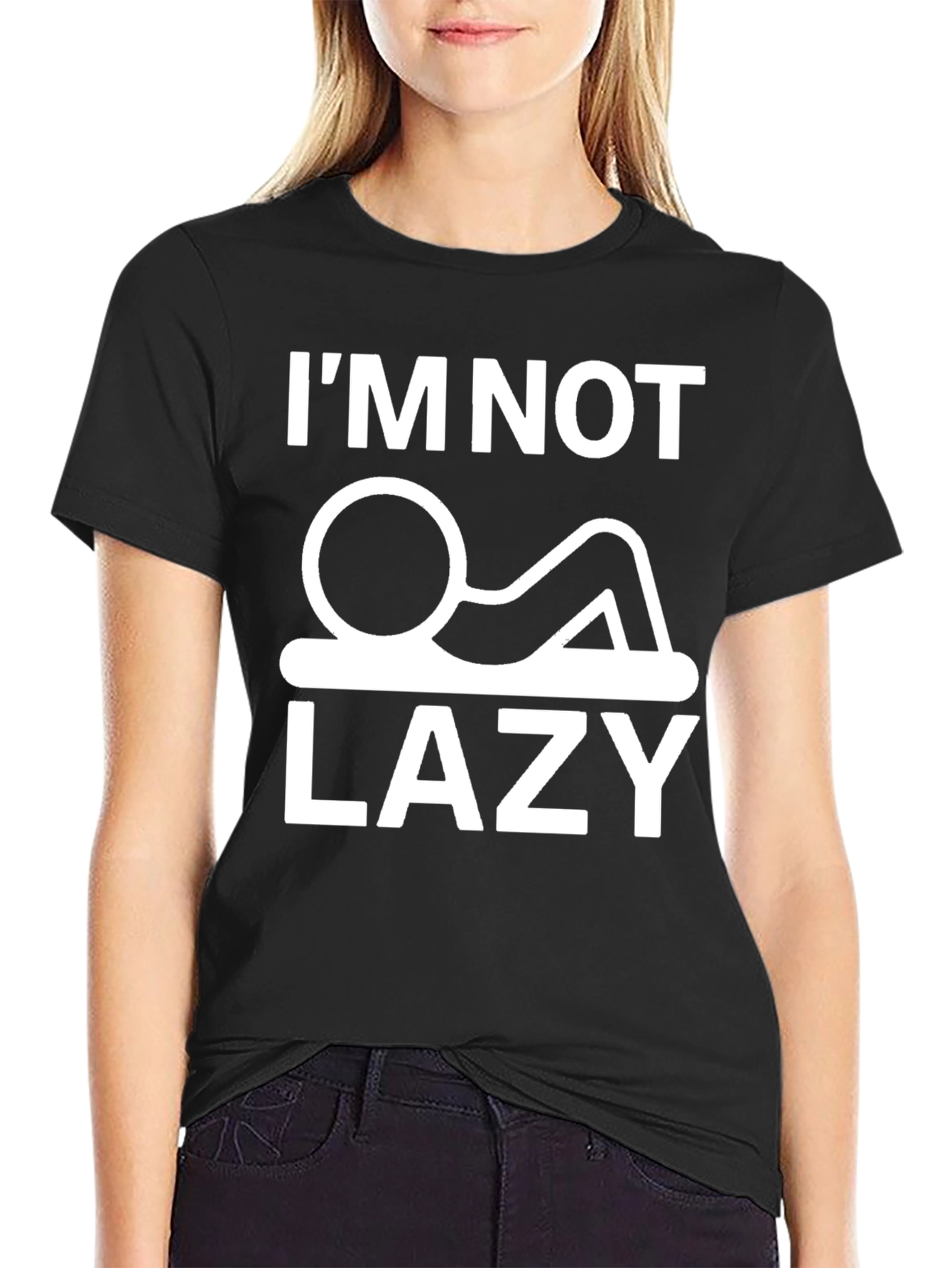 Black I'm Not Lazy Graphic T-Shirt - Black view 2