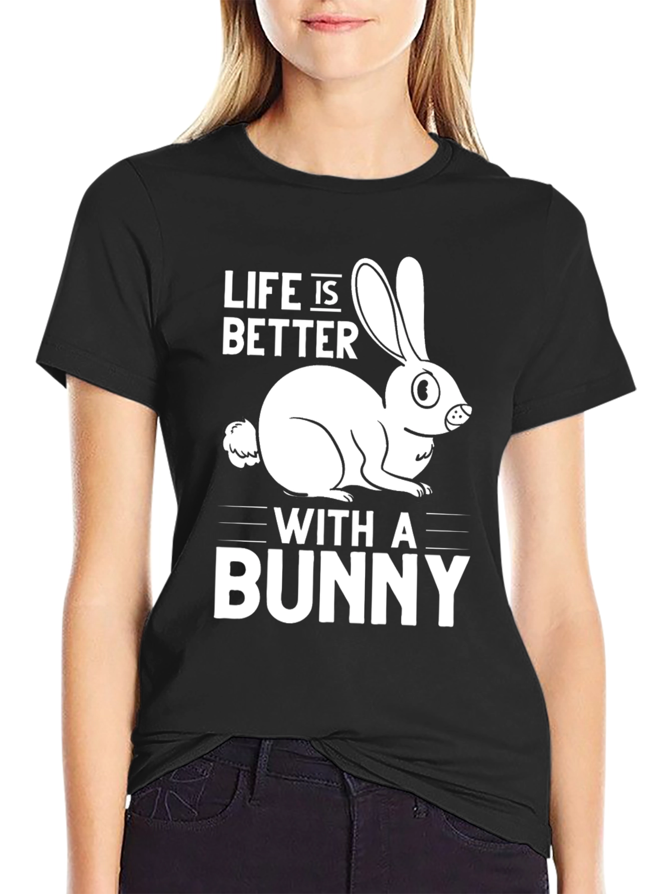 Black Life is Better with a Bunny T-Shirt view 2