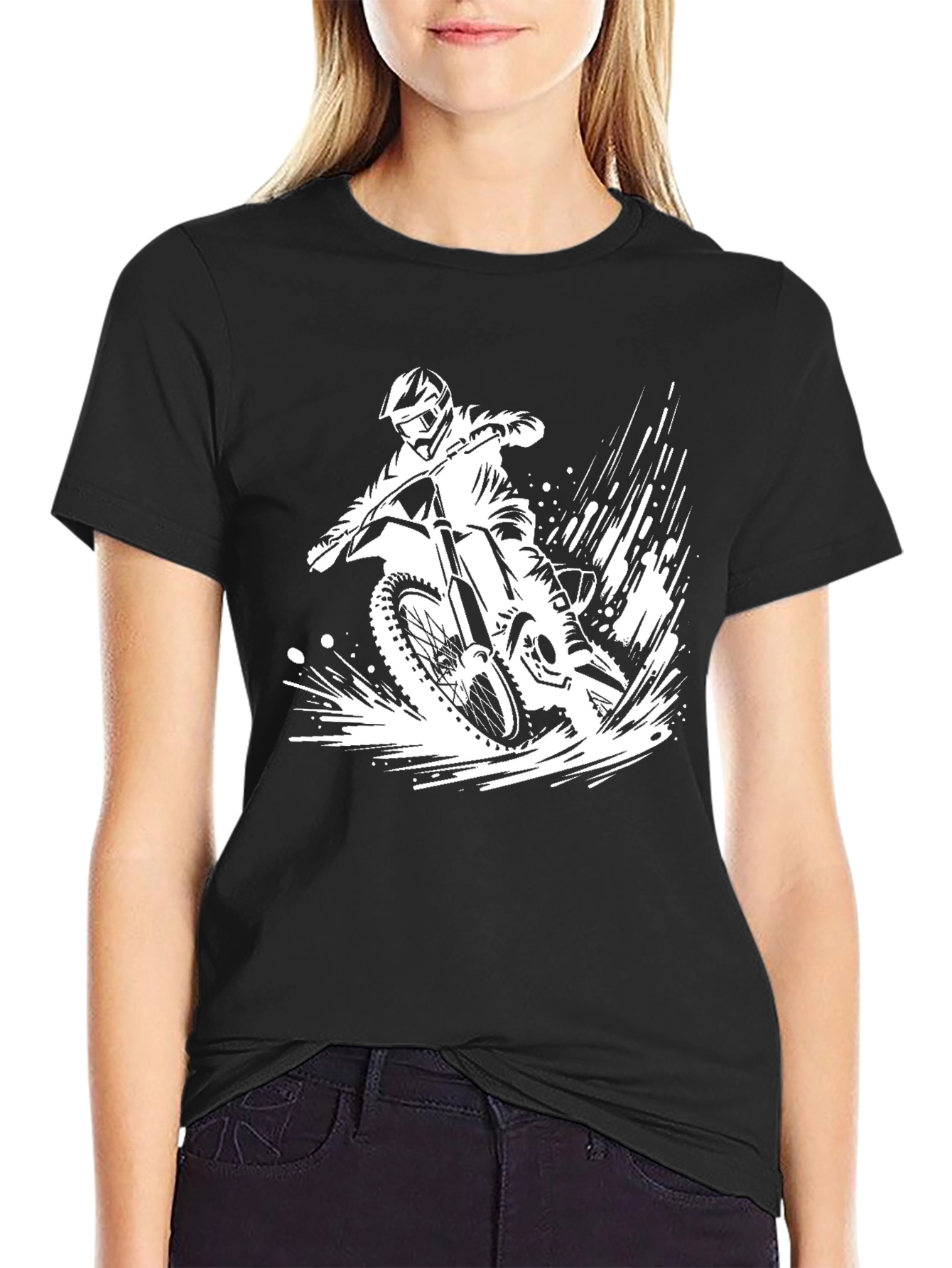 Motocross Rider Graphic Tee - Black Cotton T-Shirt - 2