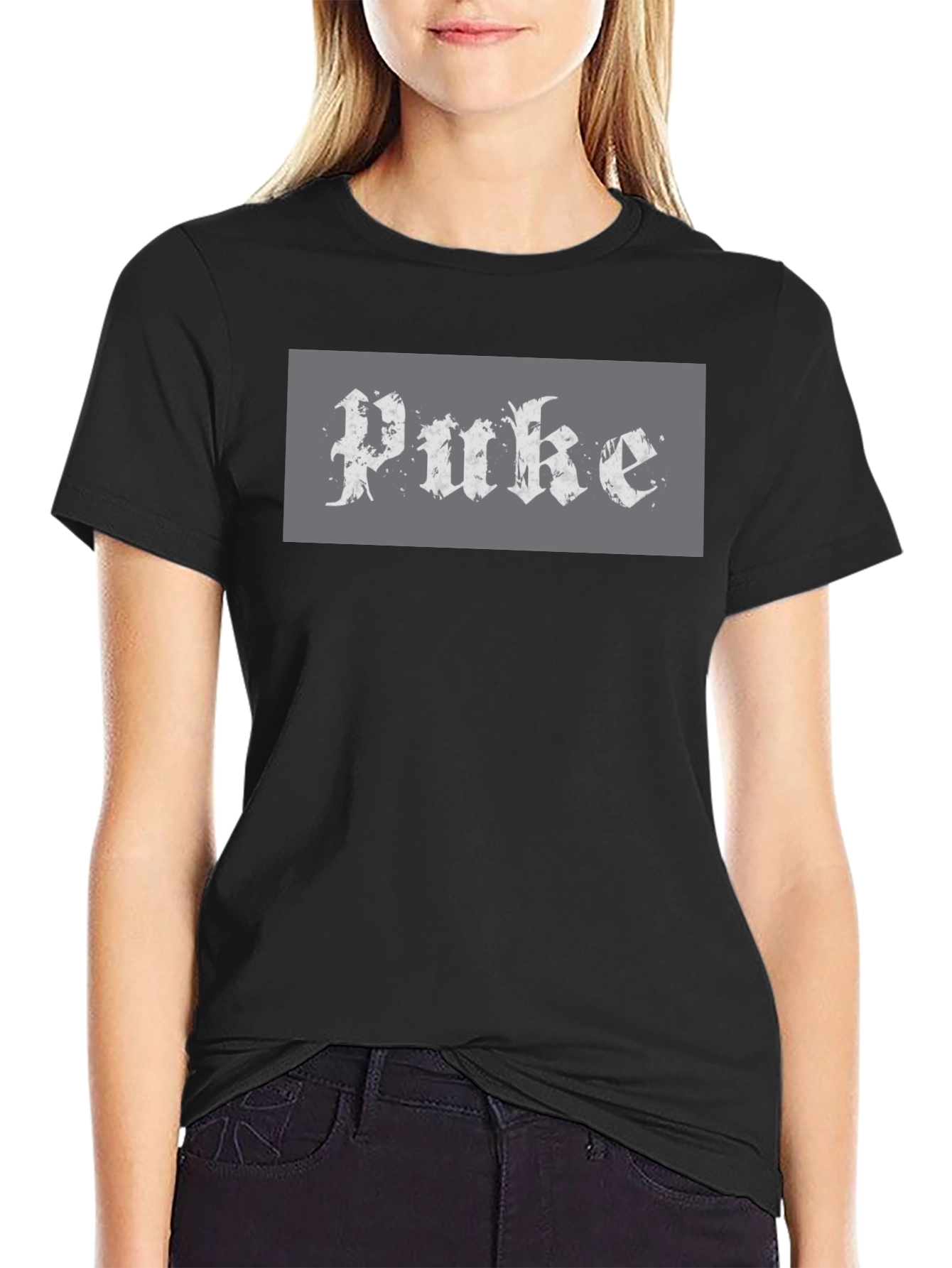 Black Puke Graphic Tee - Black Cotton Blend view 2