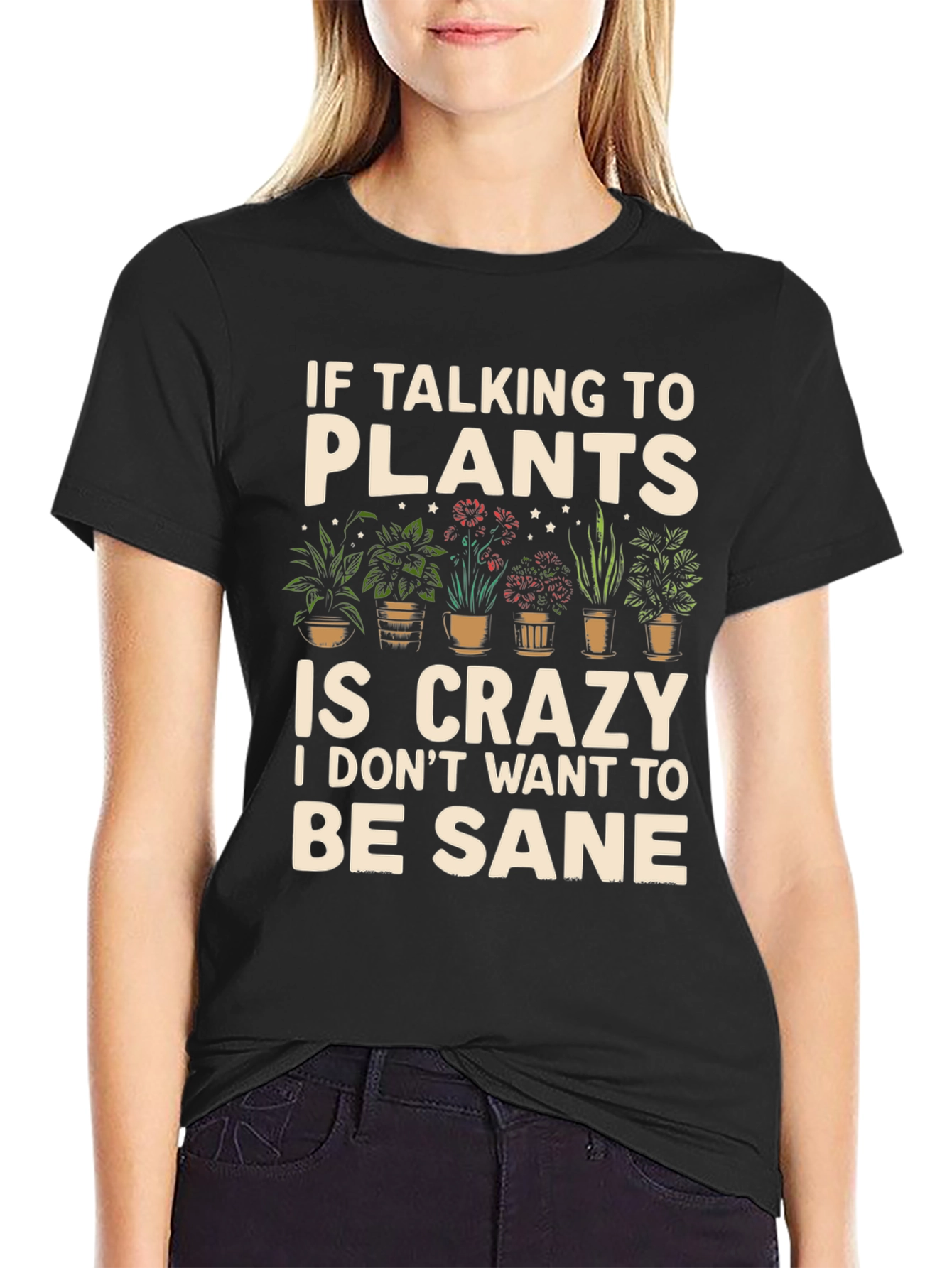 Black Plant Lover Graphic T-Shirt - Crazy About Plants! view 2