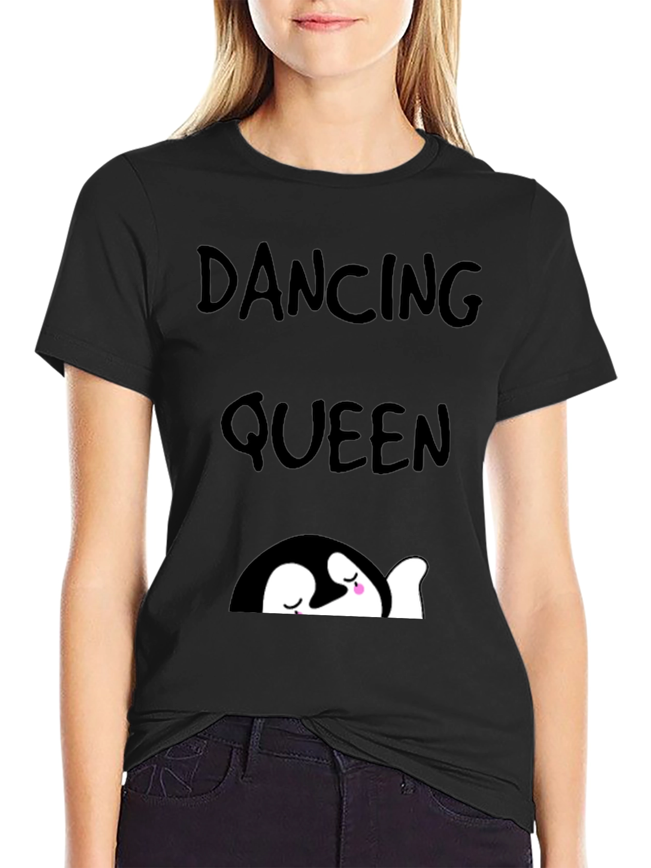 Black Dancing Queen Penguin Graphic Tee view 2
