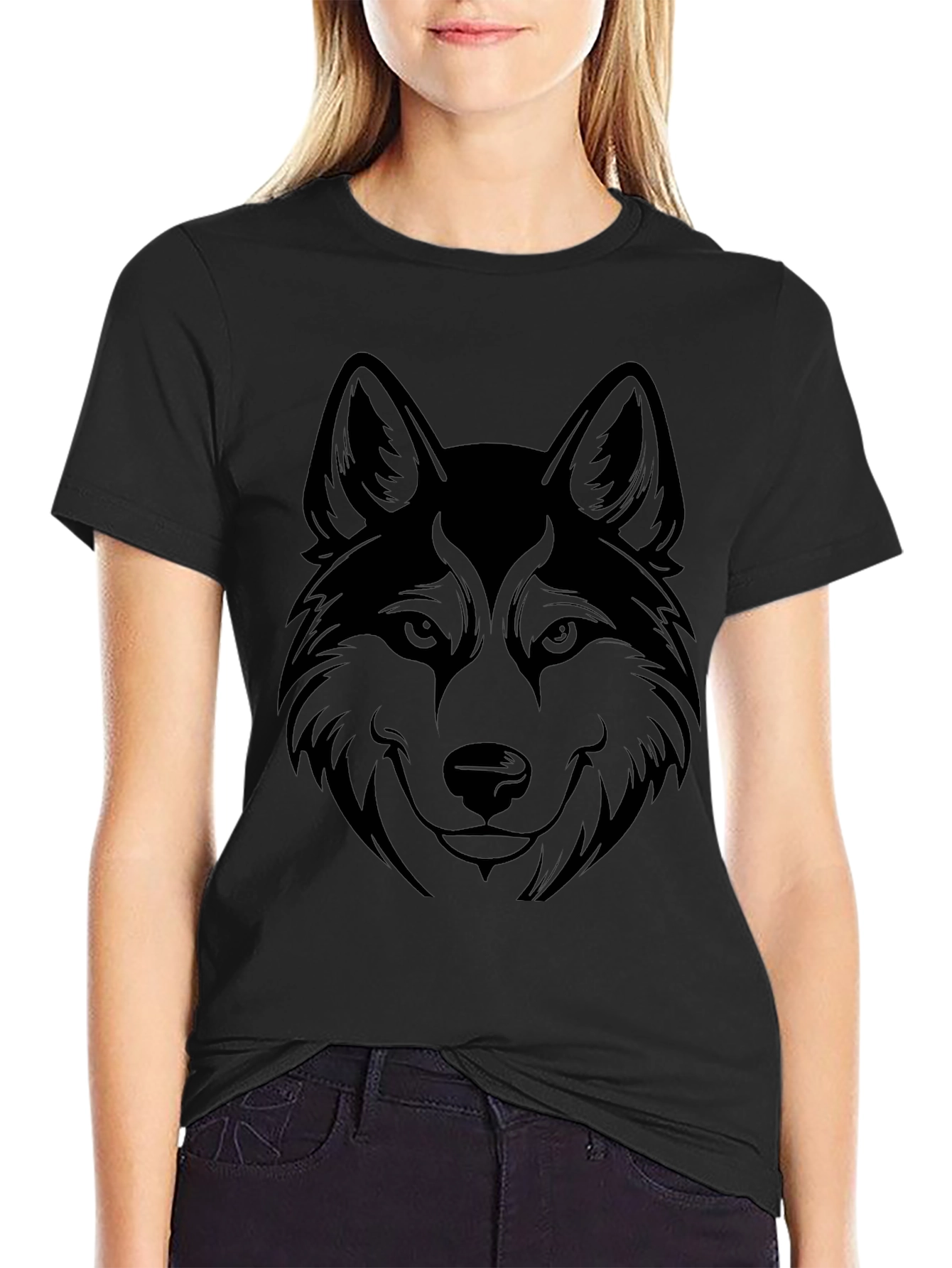Black Black Wolf Graphic Tee - Men's Casual T-Shirt view 2