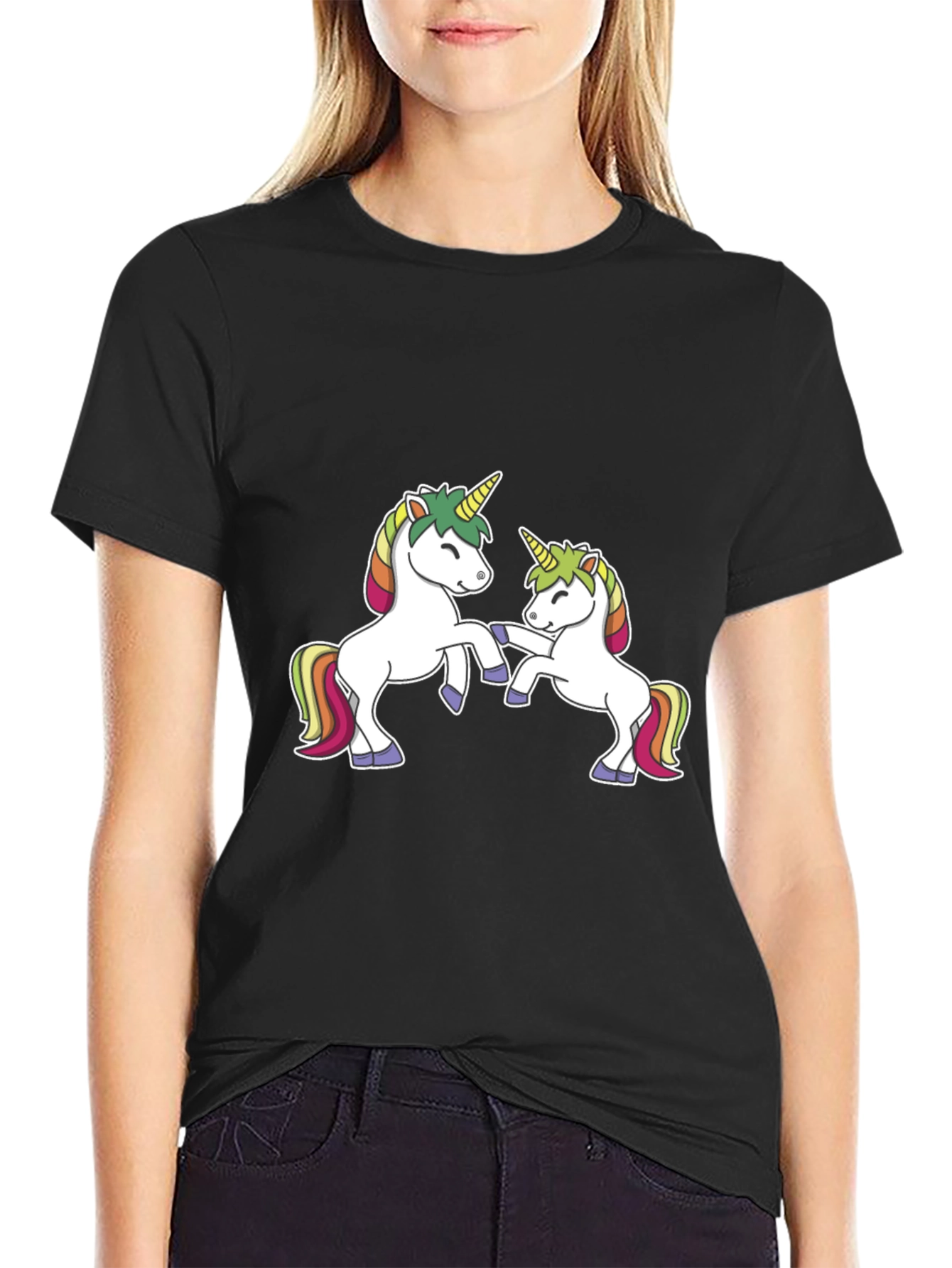 Black Unicorn T-Shirt - Black Cotton Blend view 2