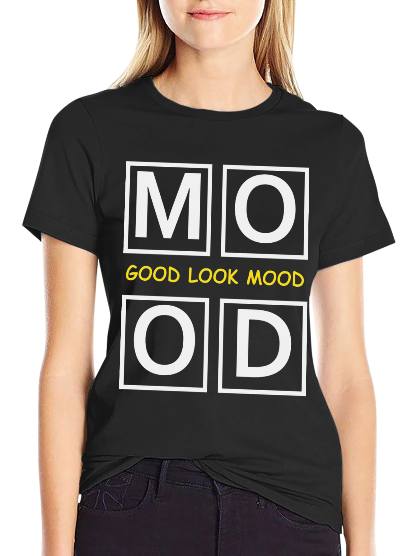 Black Good Look Mood T-Shirt - Stylish Black Tee view 2