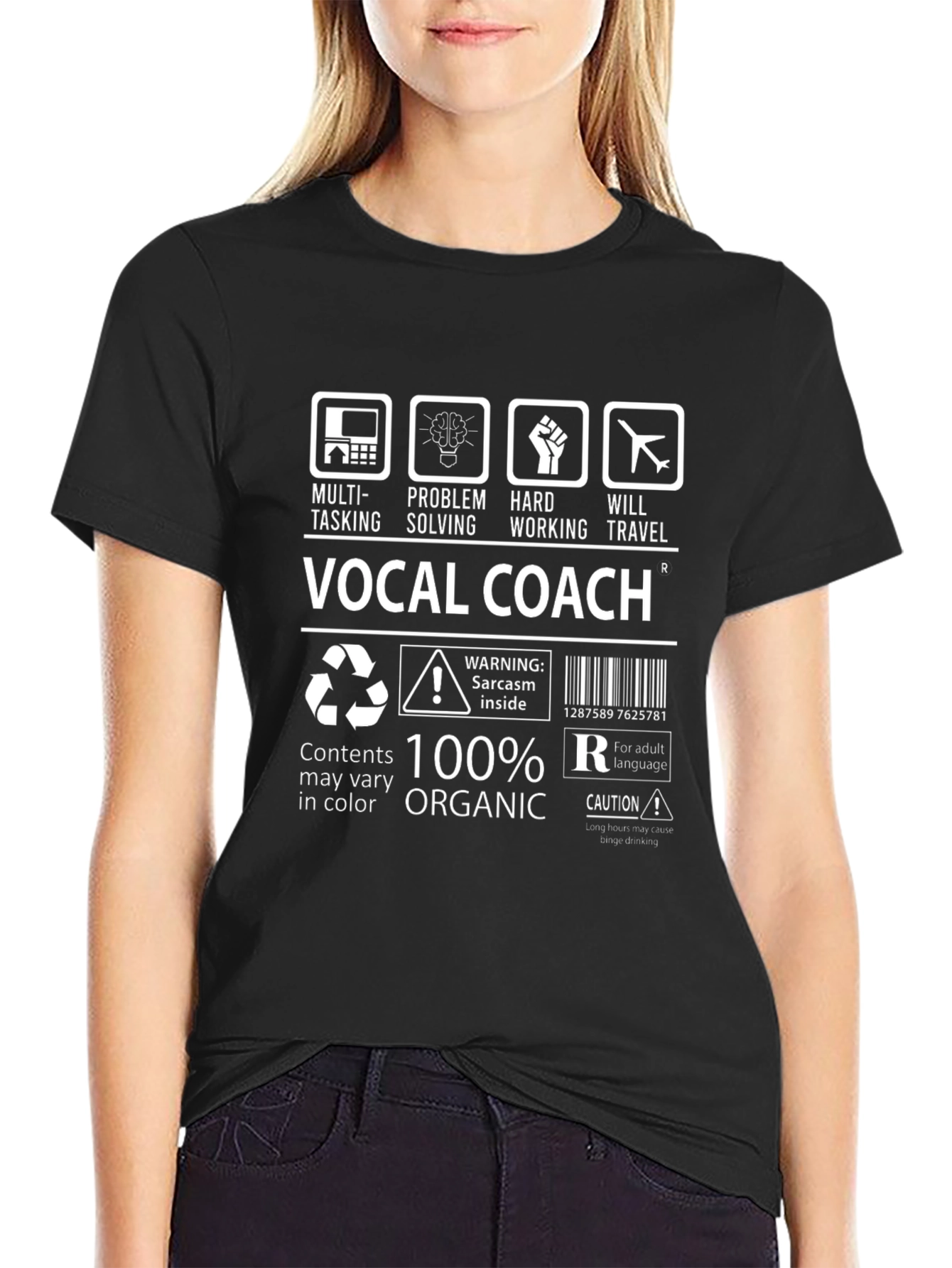 Black Vocal Coach T-Shirt - Multi-Tasking, Problem Solving, Hard Working view 2