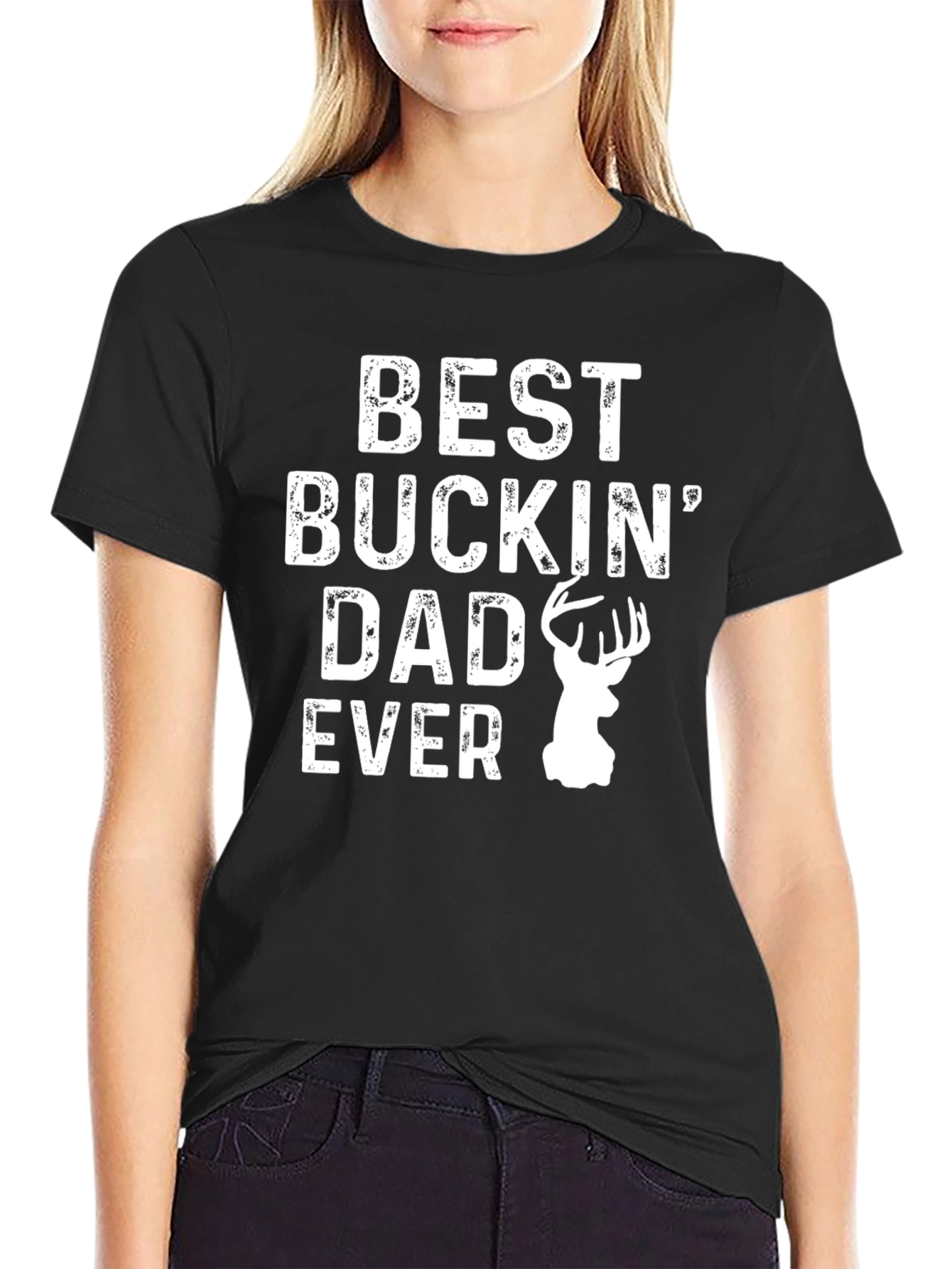 Black Best Buckin' Dad Ever Black T-Shirt view 2