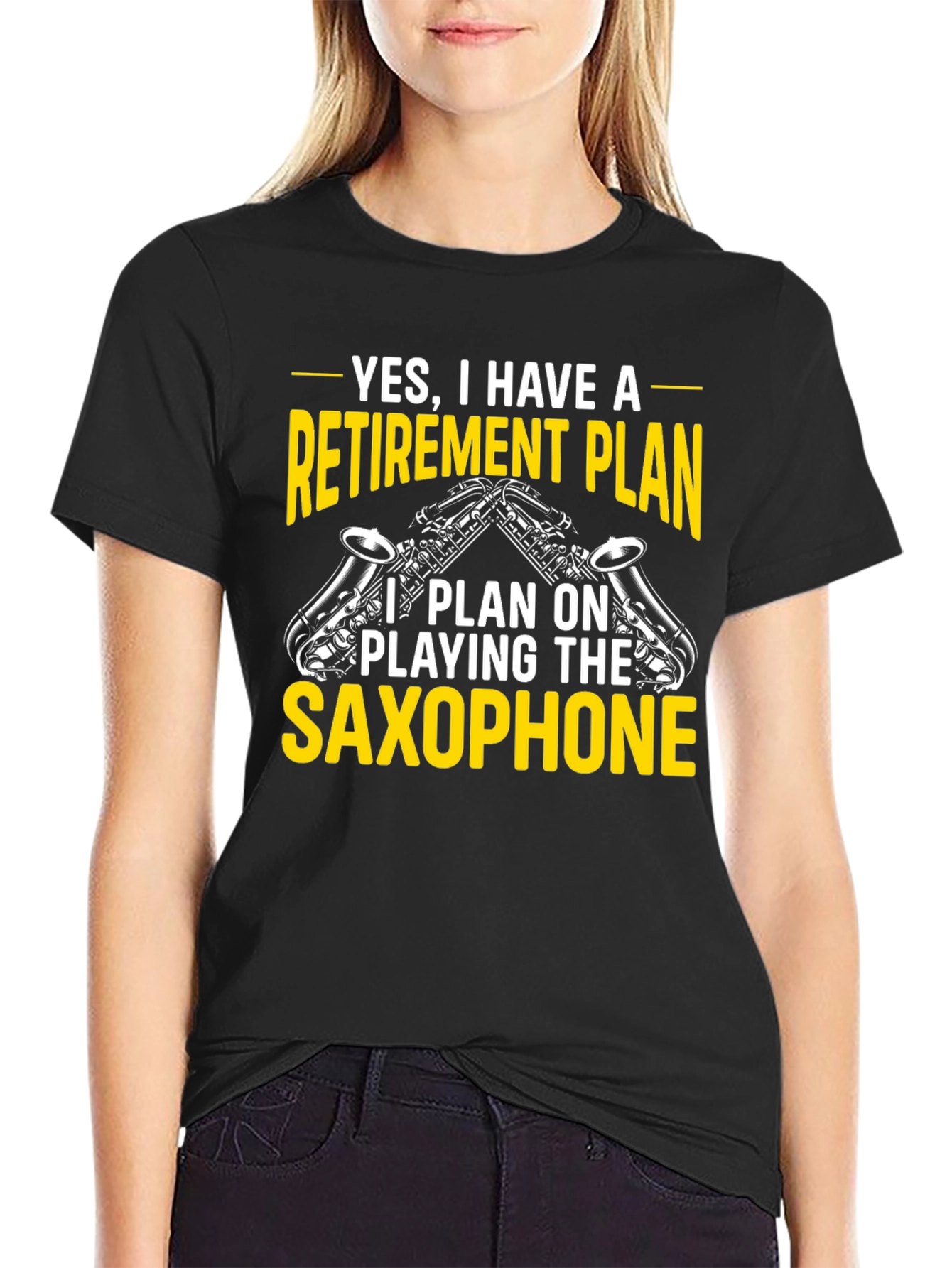 Black Retirement Plan Saxophone T-Shirt view 2